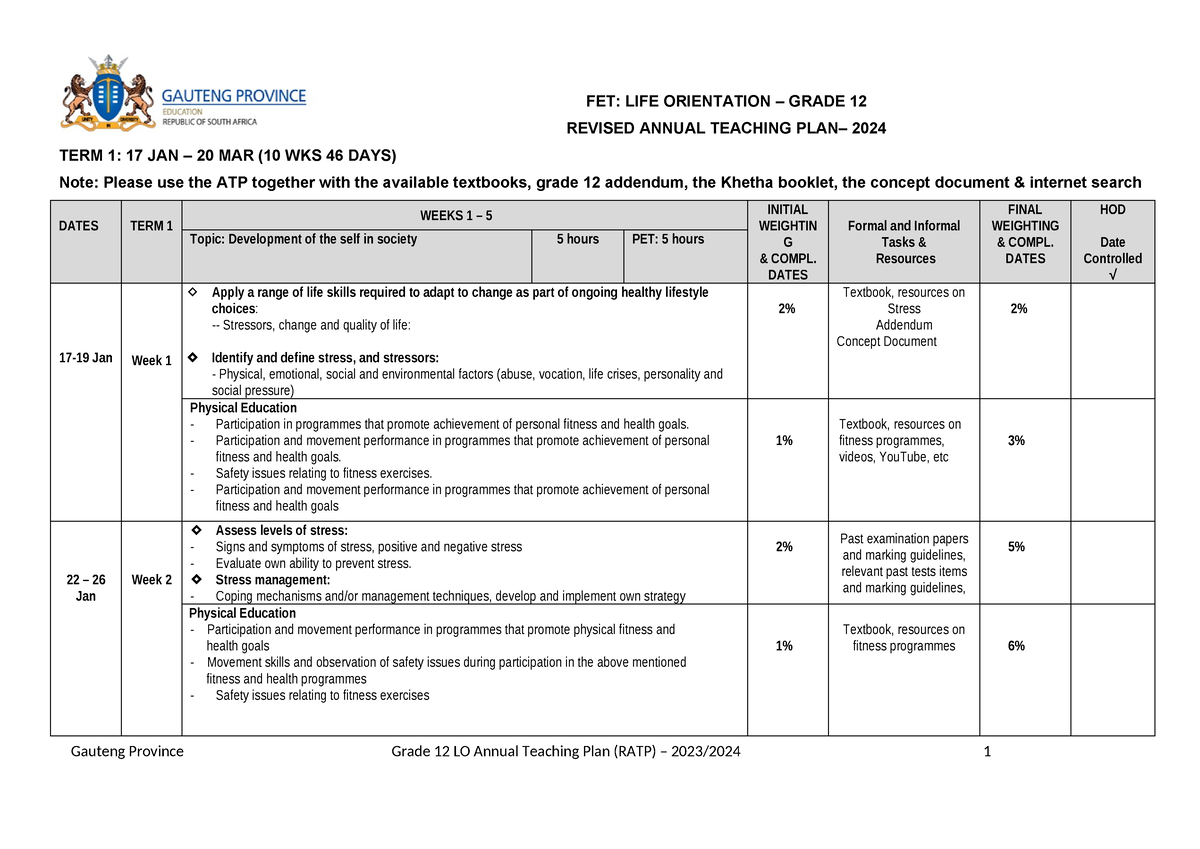 1. Grade 12 ATP 2024 atp FET LIFE ORIENTATION GRADE 12 REVISED