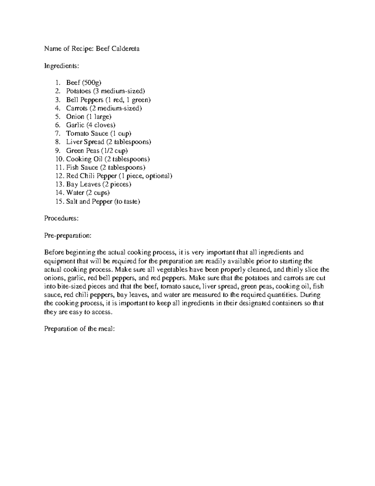 BEEF Caldereta Recipe - Beef receipe - Name of Recipe: Beef Caldereta ...