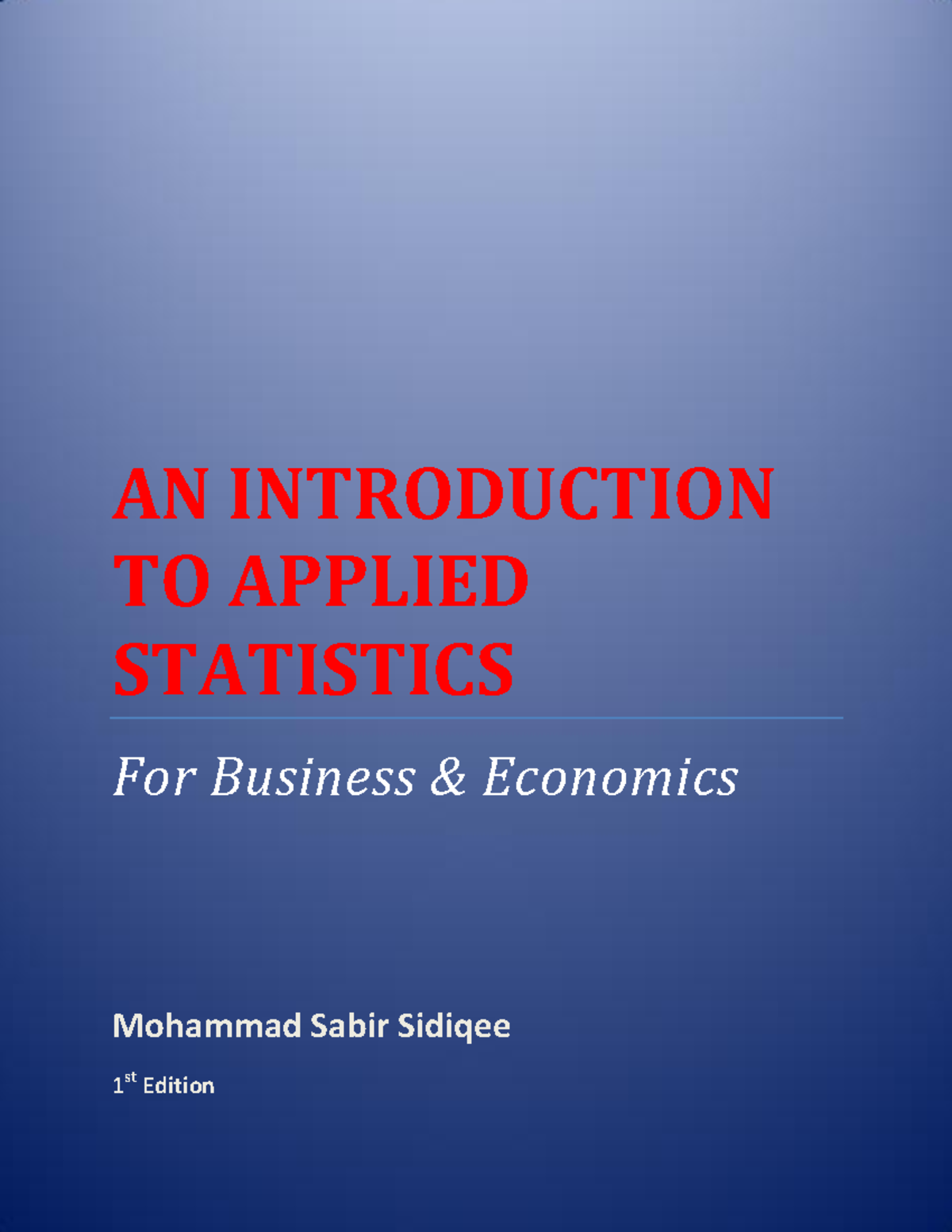 An Introduction To Applied Statistics Fo An Introduction To Applied Statistics For Business 5769