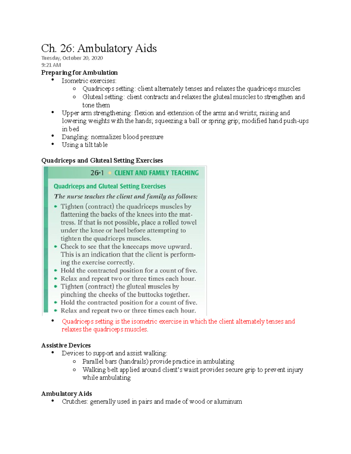 Ambulatory Aids - Ch. 26: Ambulatory Aids Tuesday, October 20, 2020 9: ...