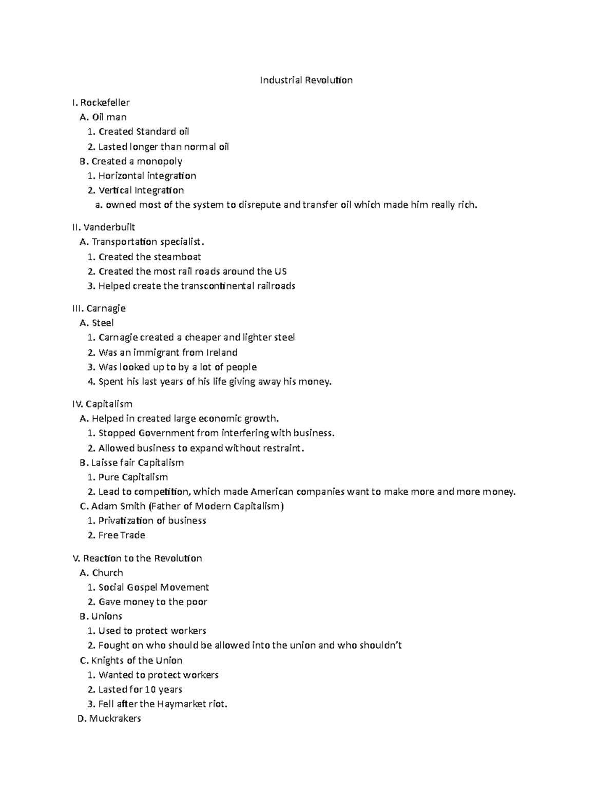 Industrial Revolution 2617 Industrial Revolution I. Rockefeller A