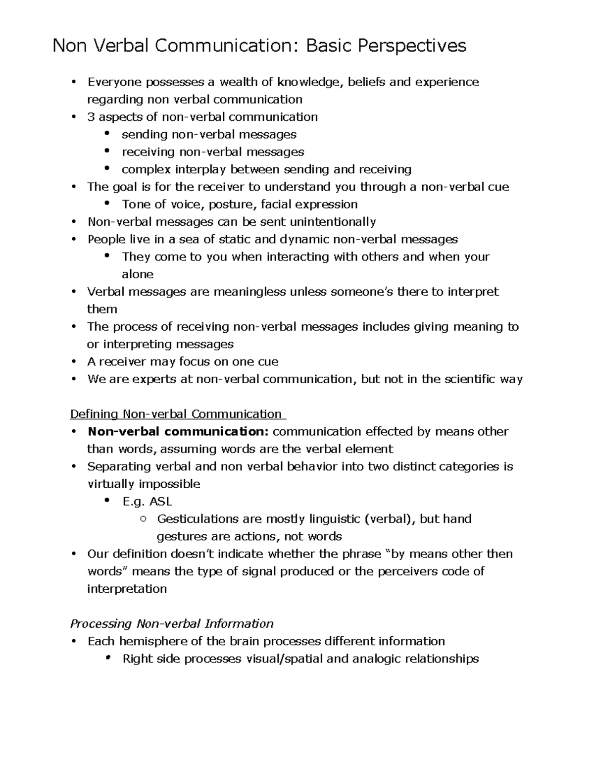 Non Verbal Communication Textbook Notes Non Verbal Communication