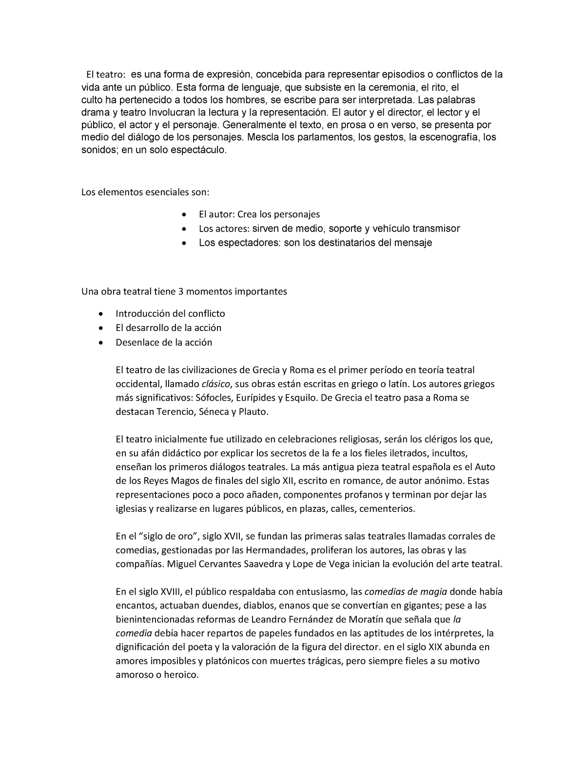 Resumen pg 23 y 24 - El teatro: es una forma de expresión, concebida ...