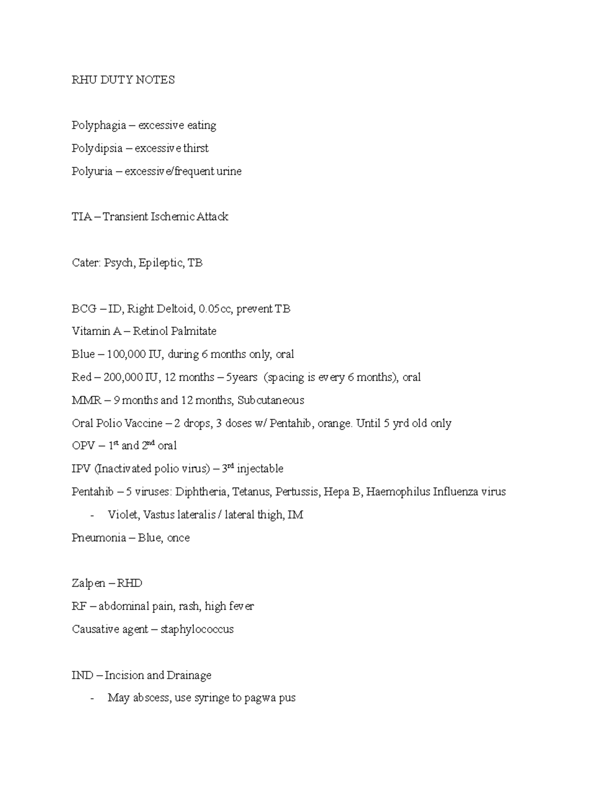 RHU-DUTY- Notes - llllllla;a;sdjwhduhwu - RHU DUTY NOTES Polyphagia ...