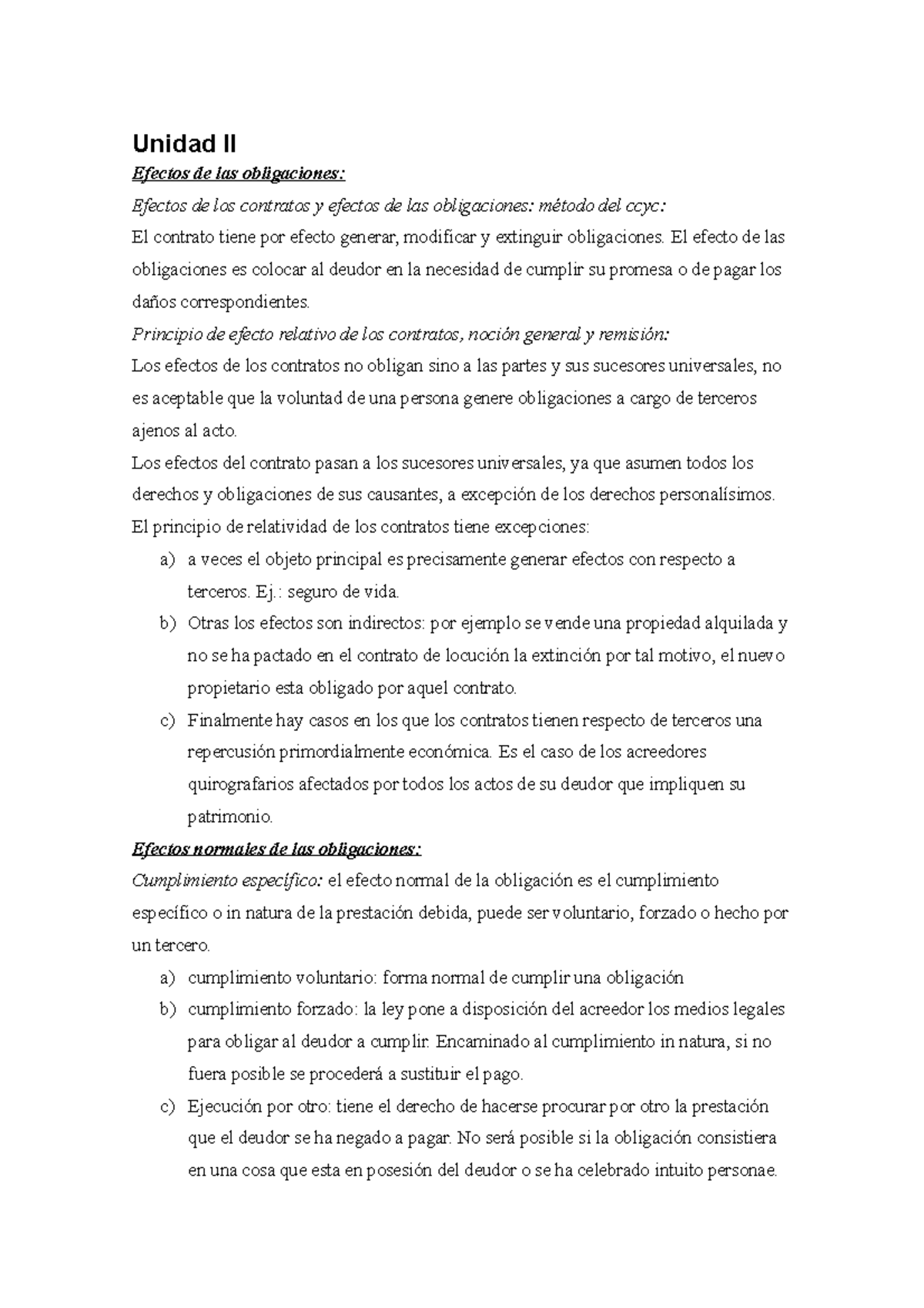 Unidad II - Resumen Manual De Obligaciones - Unidad II Efectos De Las ...