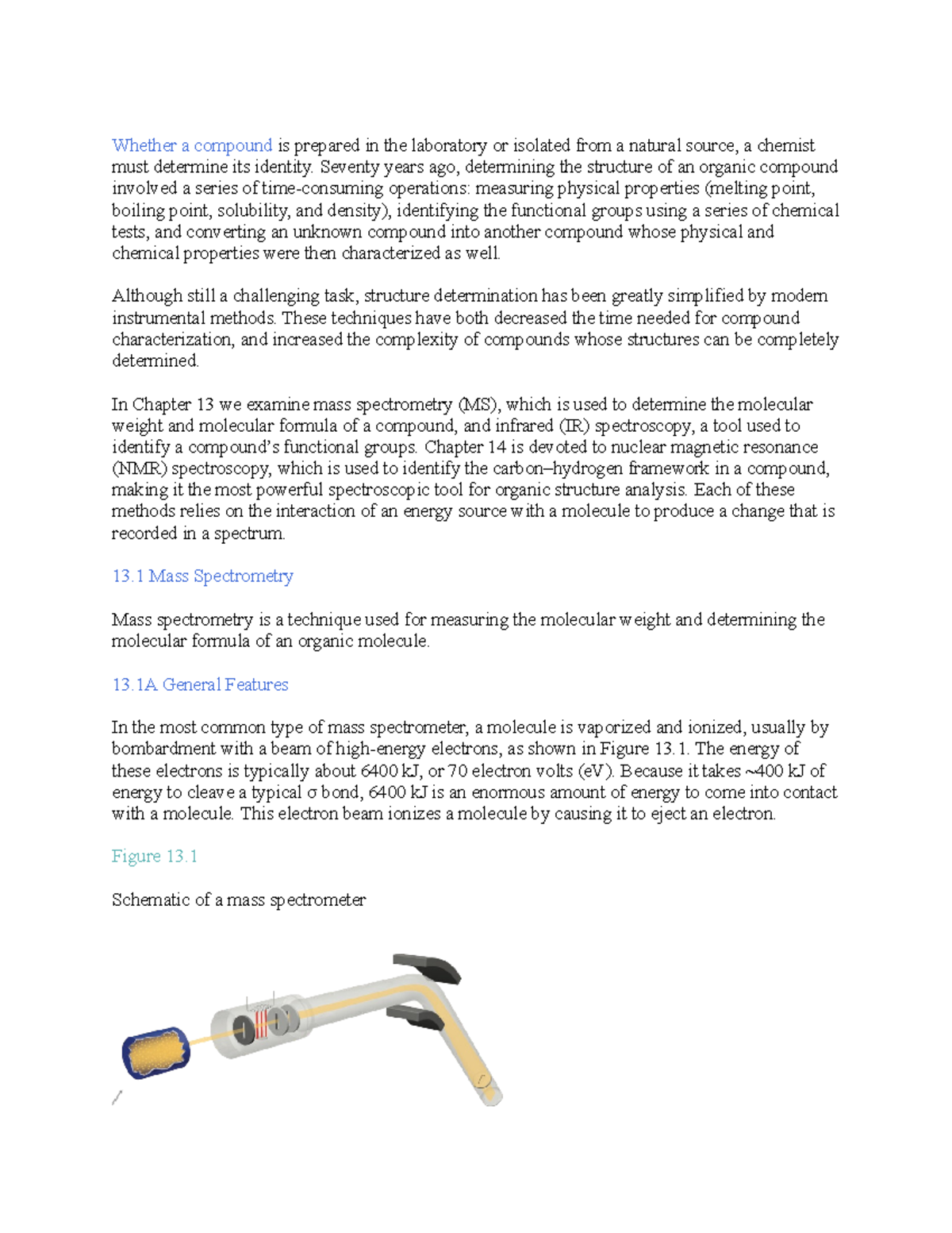 Chapter 13 Mass Spectrometry And Infared Spectroscopy Whether A