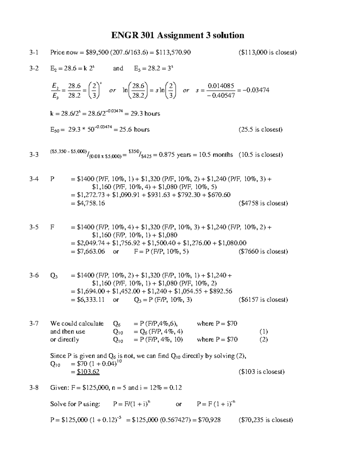 Assignment 3 Solution - ENGR 301 Assignment 3 Solution 3-1 Price Now ...