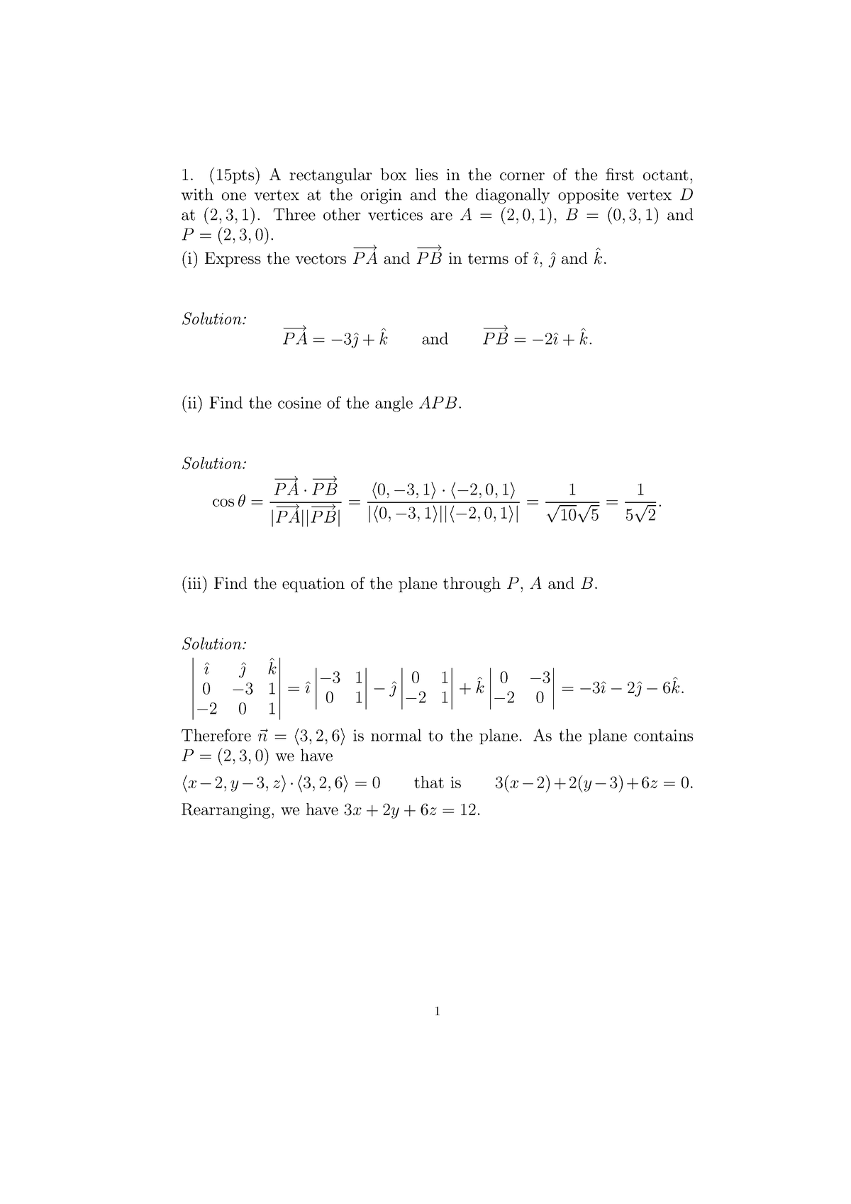 18.02 Review Problem Final a model 3 - (15pts) A rectangular box lies ...