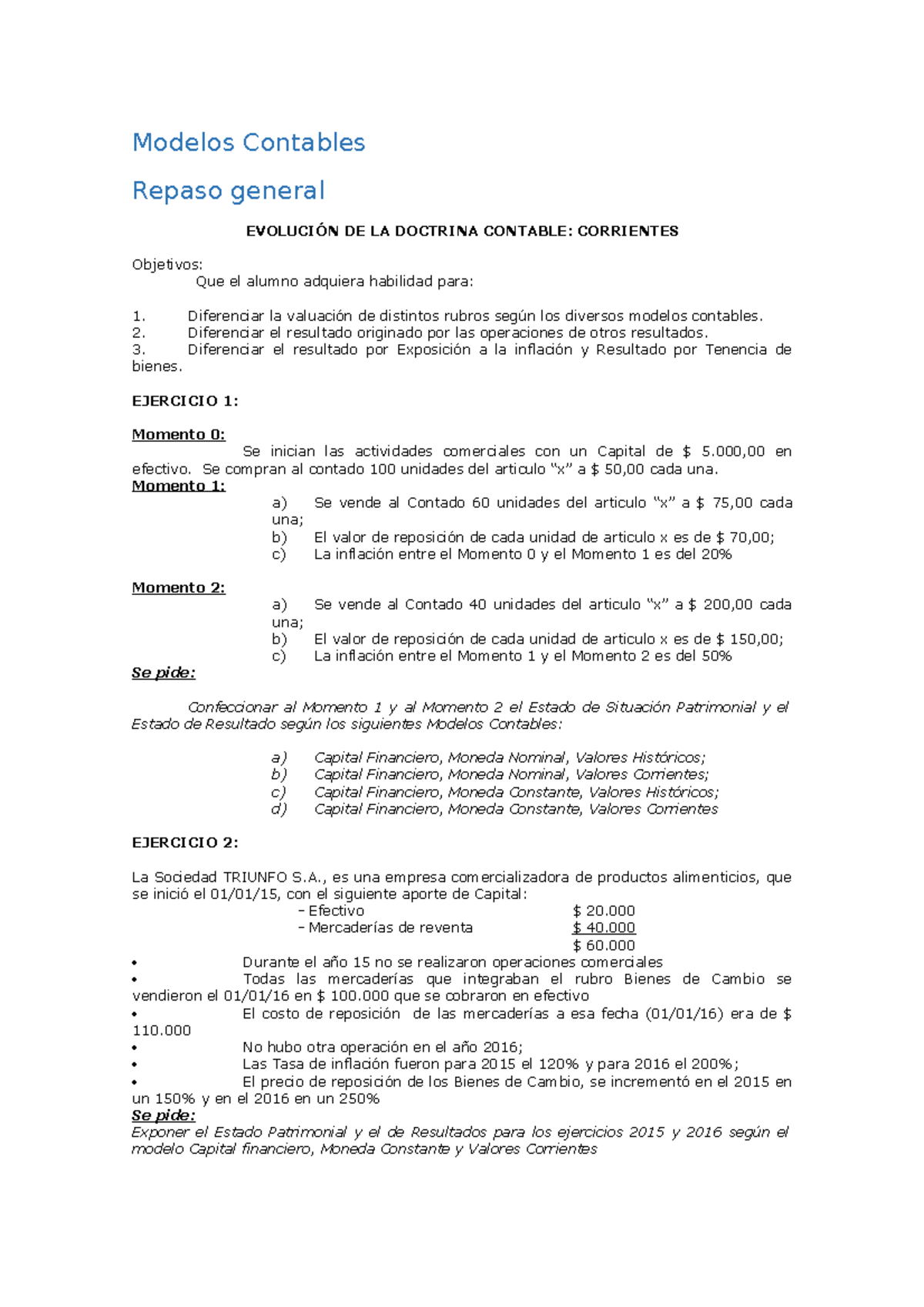 Modelos Contables - Apuntes 1 - Modelos Contables Repaso general ...
