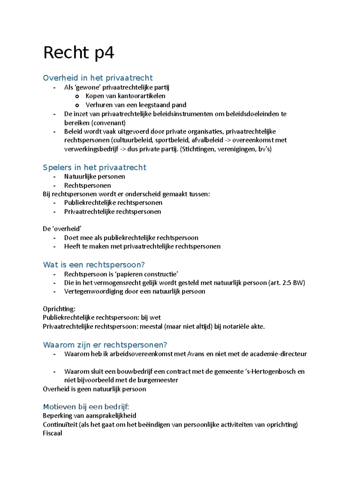 Recht Periode 4 Bestuurskunde Overheidsmanagement Avans Hogeschool ...