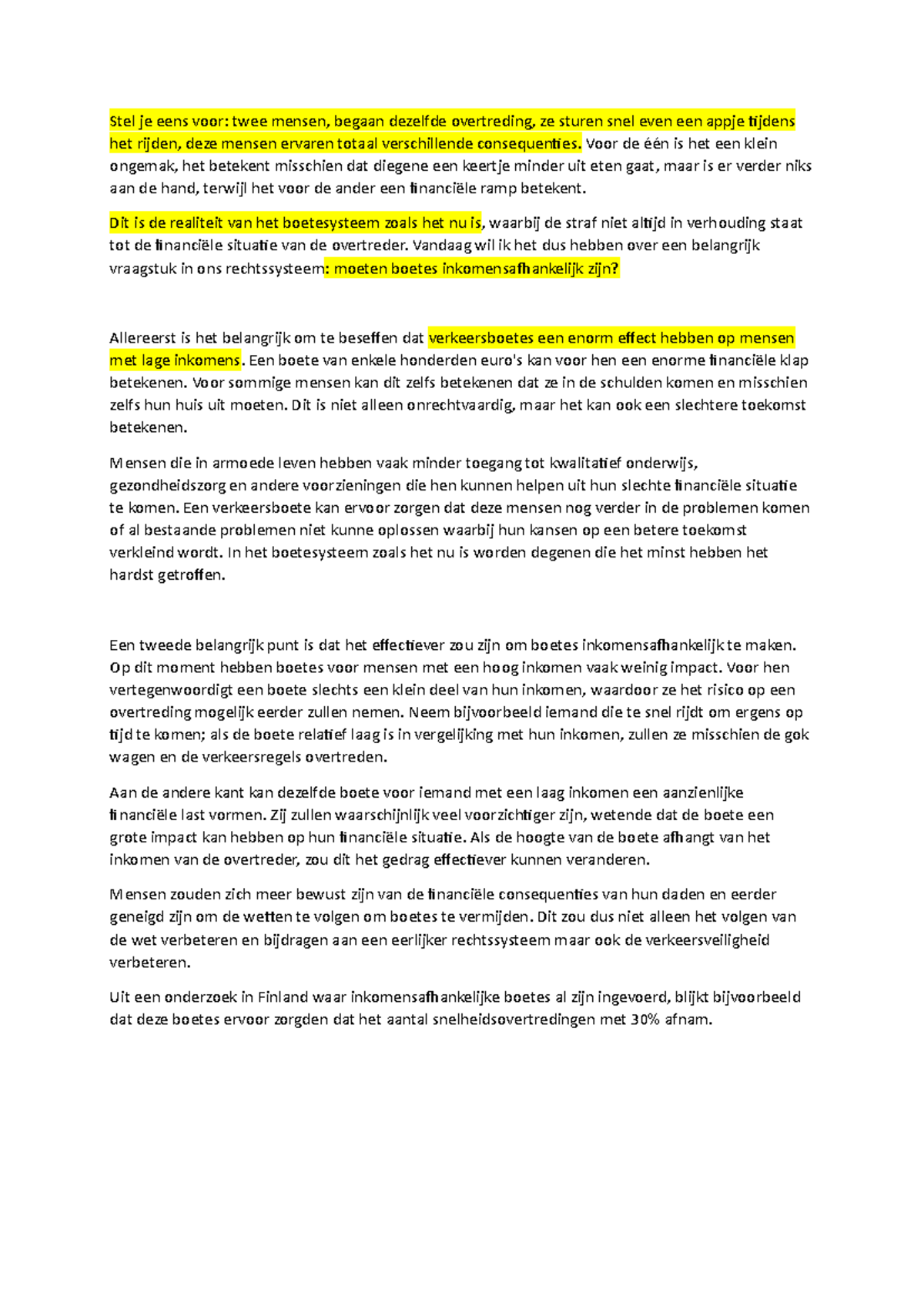Betoog inkomensafhankelijke boetes - Stel je eens voor: twee mensen ...