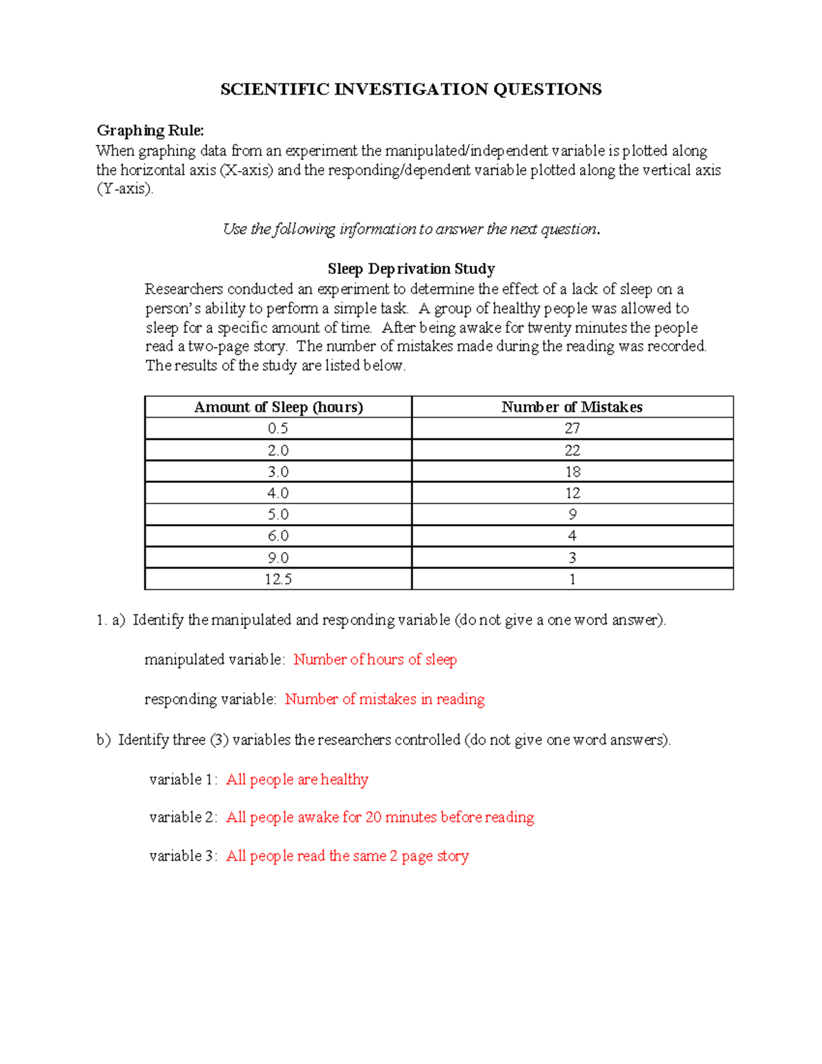Scientific Investigation Questions Answer SCIENTIFIC INVESTIGATION
