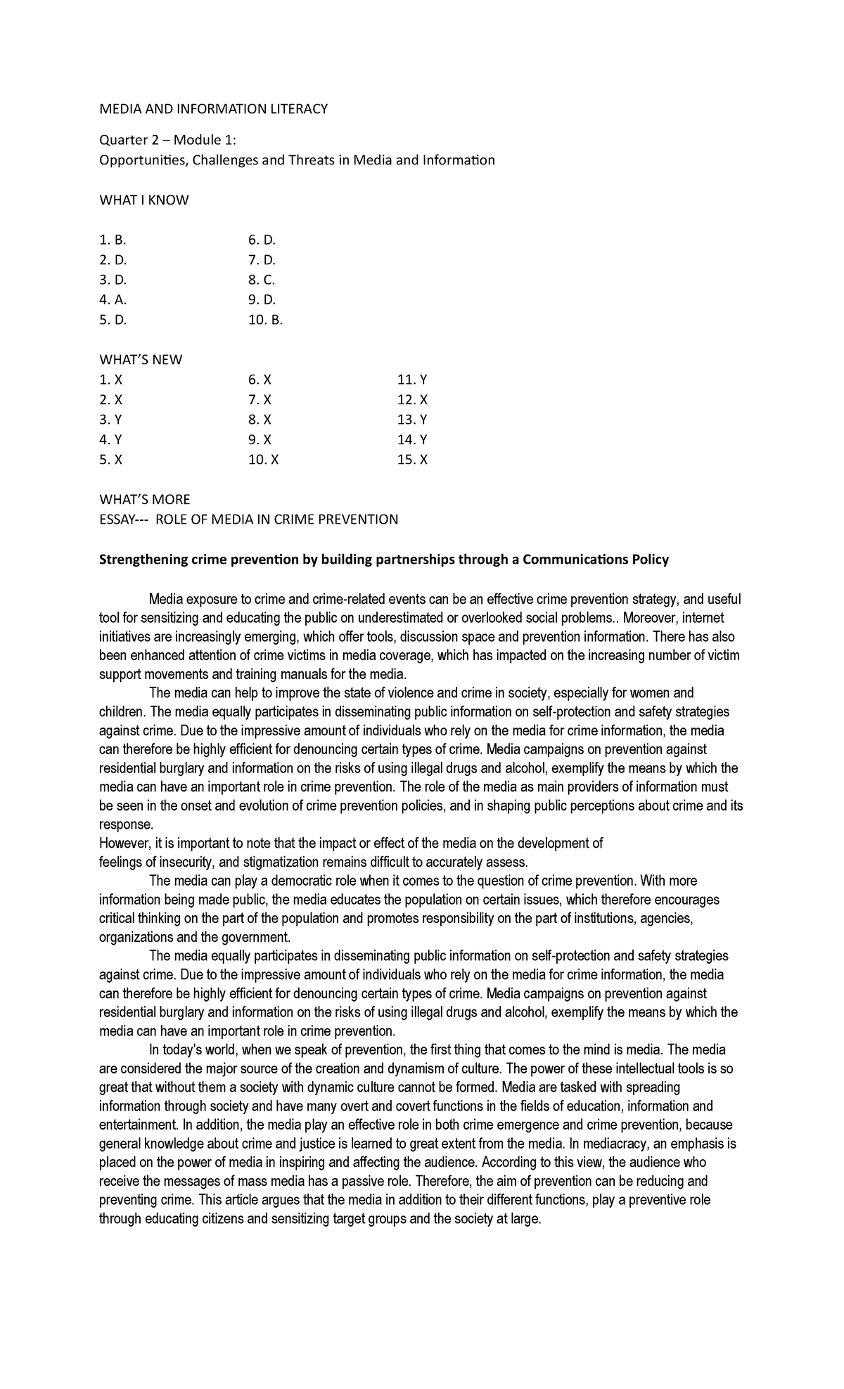 Media AND Information Q2 M1 - MEDIA AND INFORMATION LITERACY Quarter 2 ...