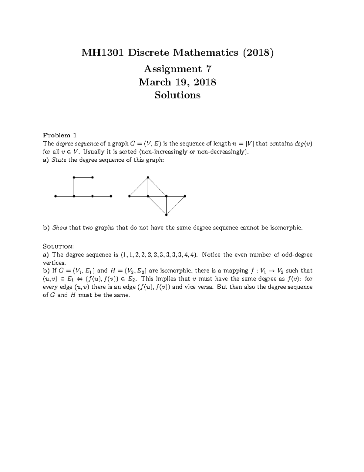 Tutorial 7 Solution - Discrete Mathematics Assign - MH1301 Discrete ...