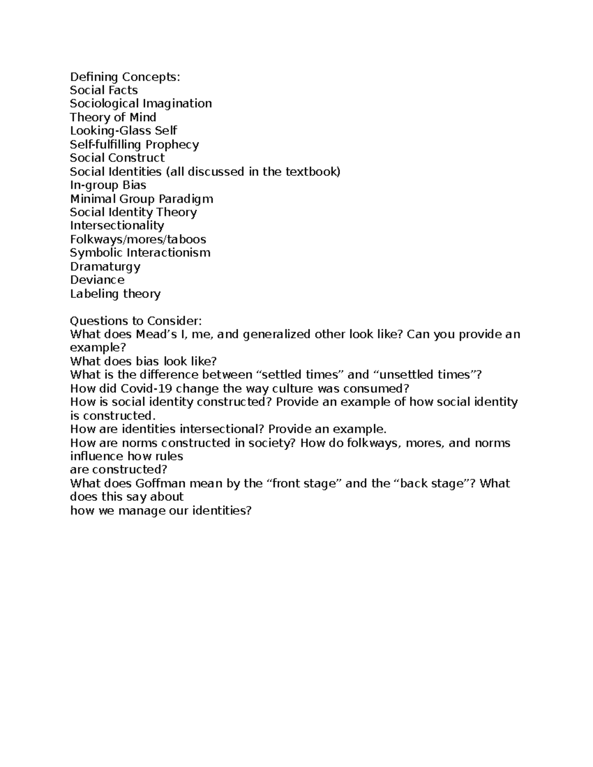 SOCI EXAM 1 - Summary Introduction to Sociology - Defining Concepts ...