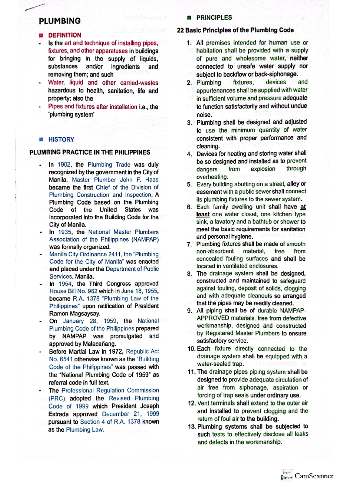 Topic 1 2 Plumbing - PLUMBING PRINCIPLES 22 Basic Principles of the ...