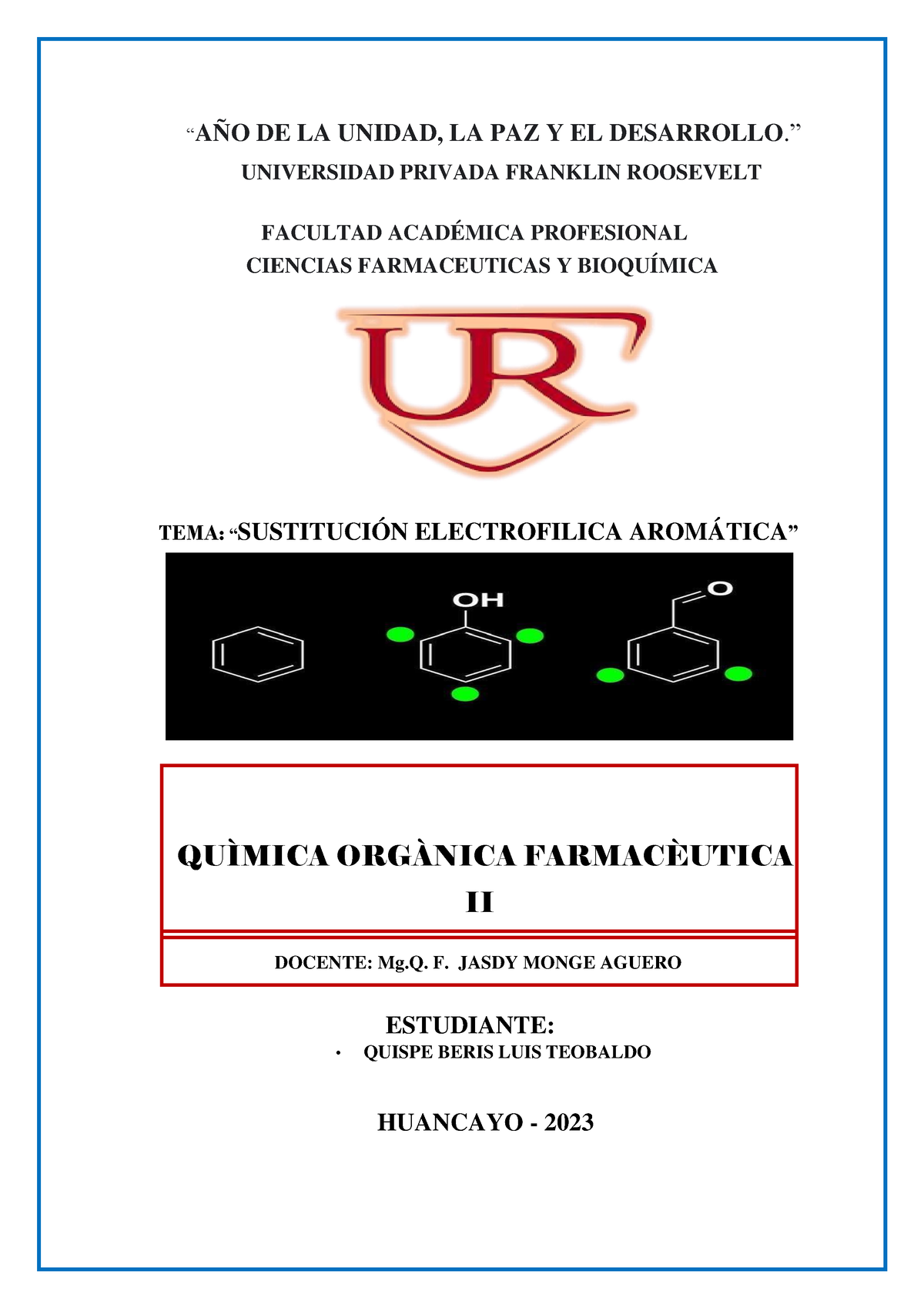 Informe Quimica Terminado Luis - “AÑO DE LA UNIDAD, LA PAZ Y EL ...