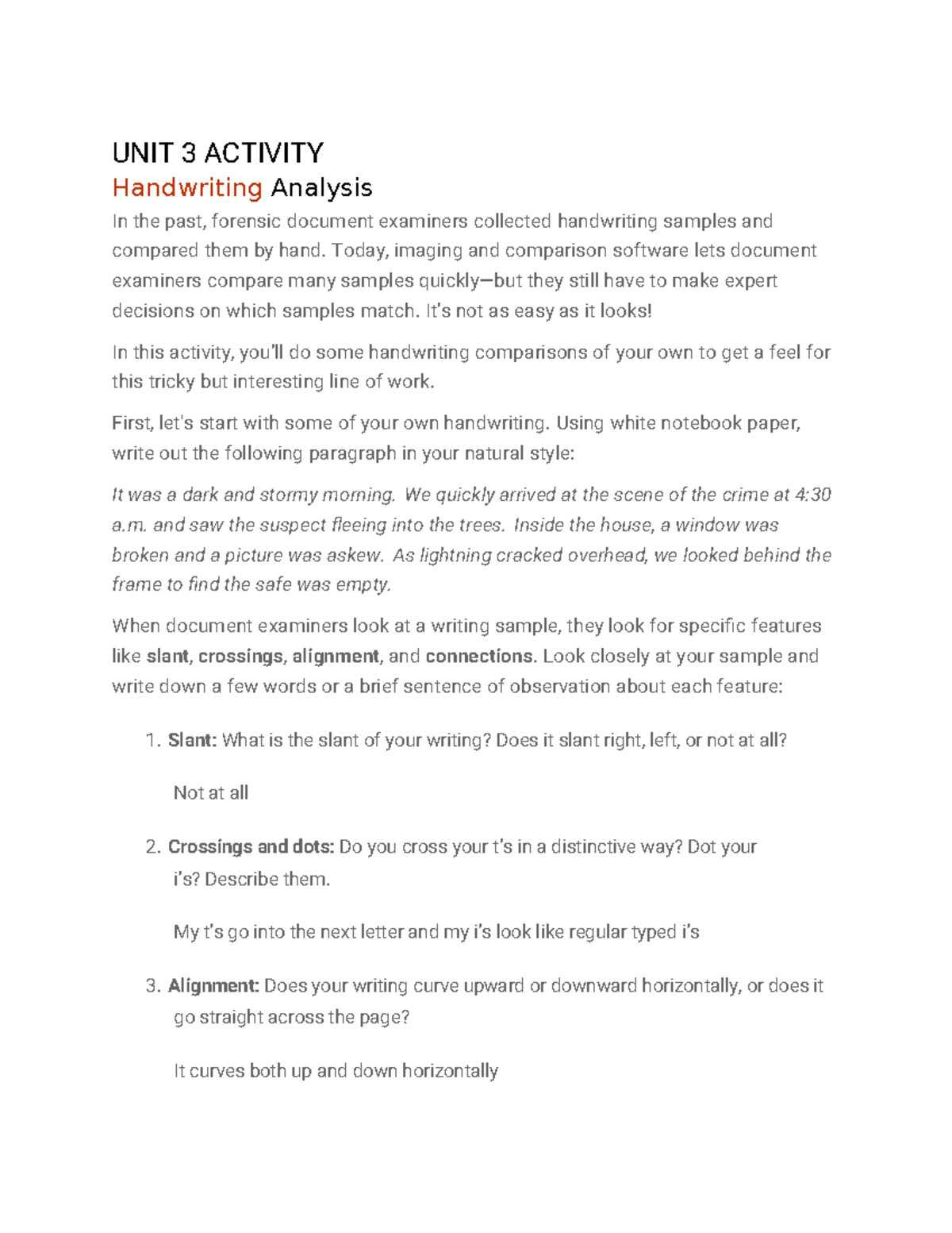 unit 3 activity forensic science