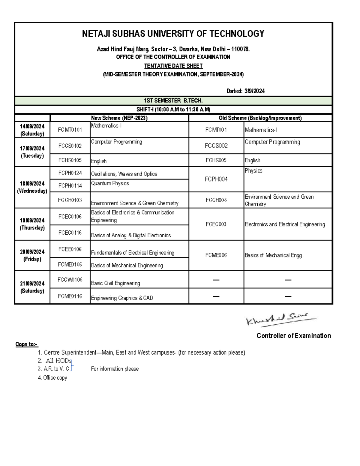 Tentative Date Sheet 3-compressed - ####### Dated: 3/9/ 14/09 ...