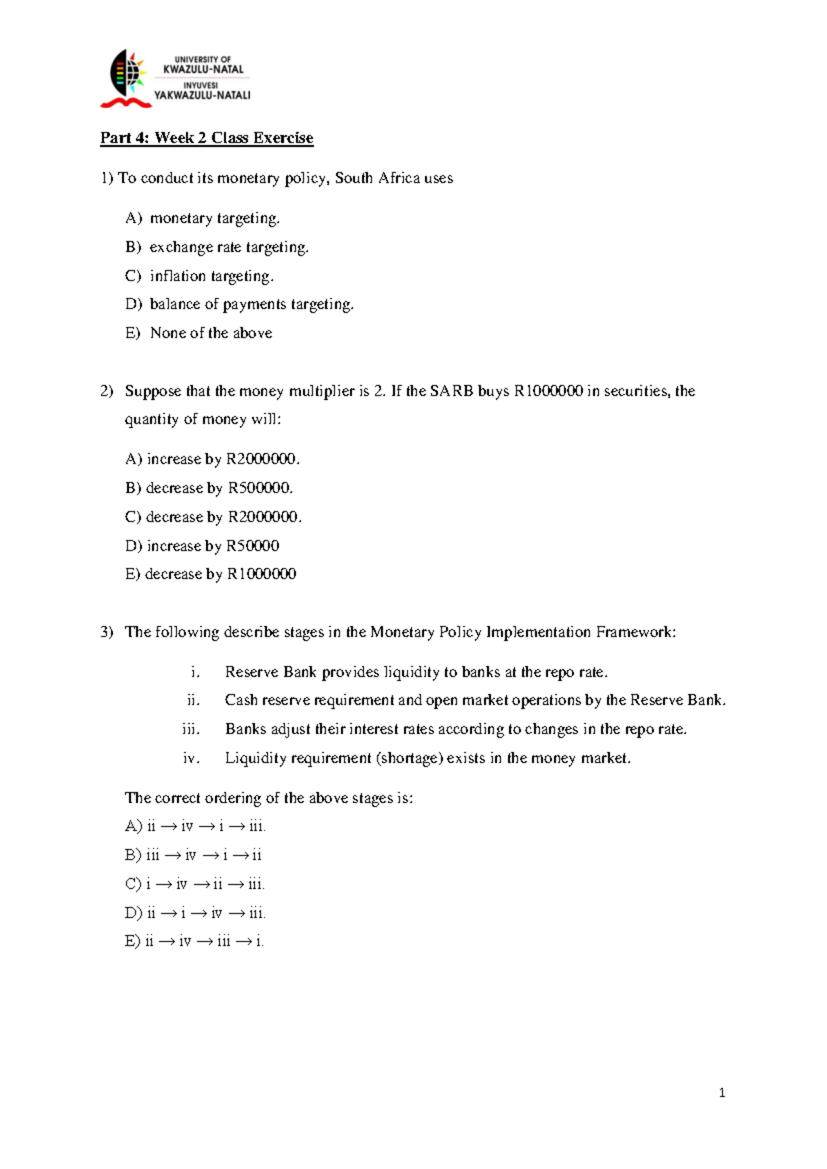 Part 4 Week 2 Class Exercise - Part 4: Week 2 Class Exercise To conduct ...