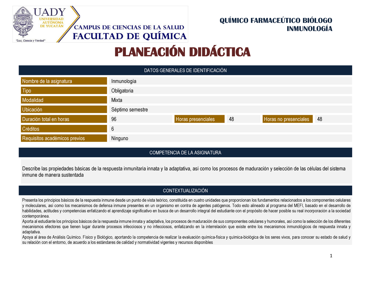 Planeación Didáctica Inmunología 2022 - INMUNOLOGÕA PLANEACI”N DID ...