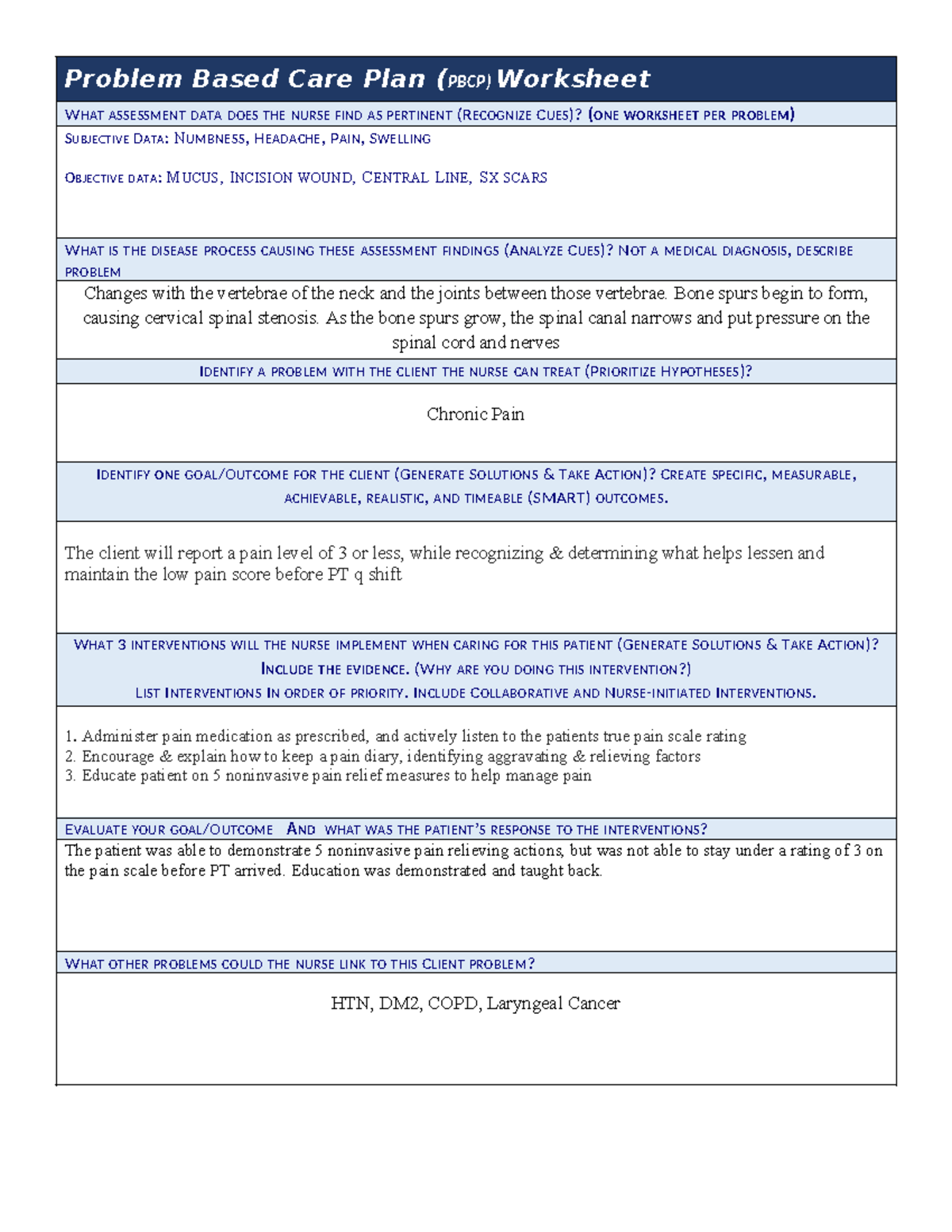 PBCP - Care Plan - Problem Based Care Plan (PBCP) Worksheet WHAT ...