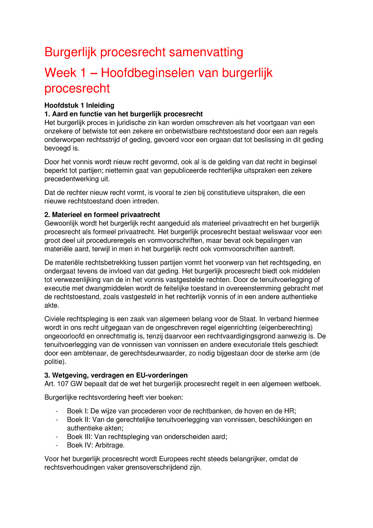 Burgerlijk Procesrecht Samenvatting - Door Het Vonnis Wordt Nieuw Recht ...