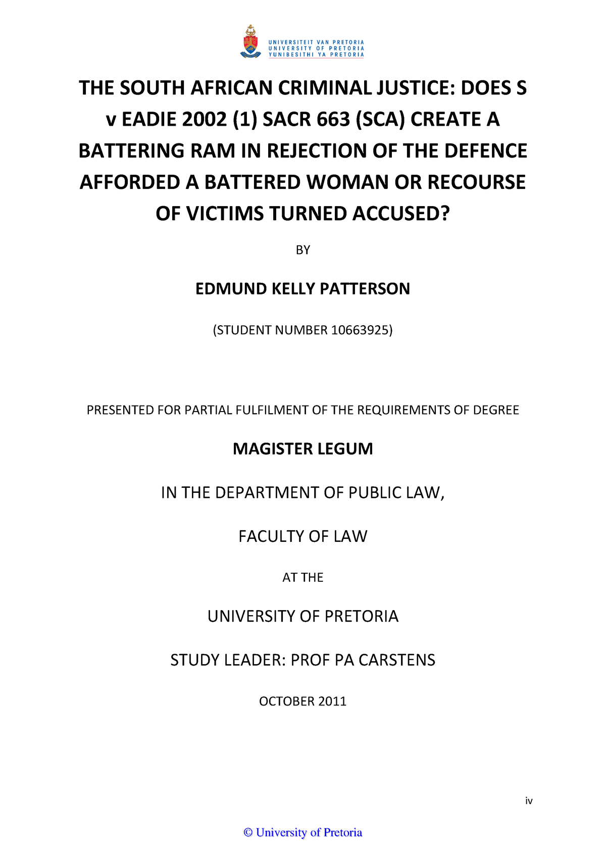 criminal law dissertation topics south africa