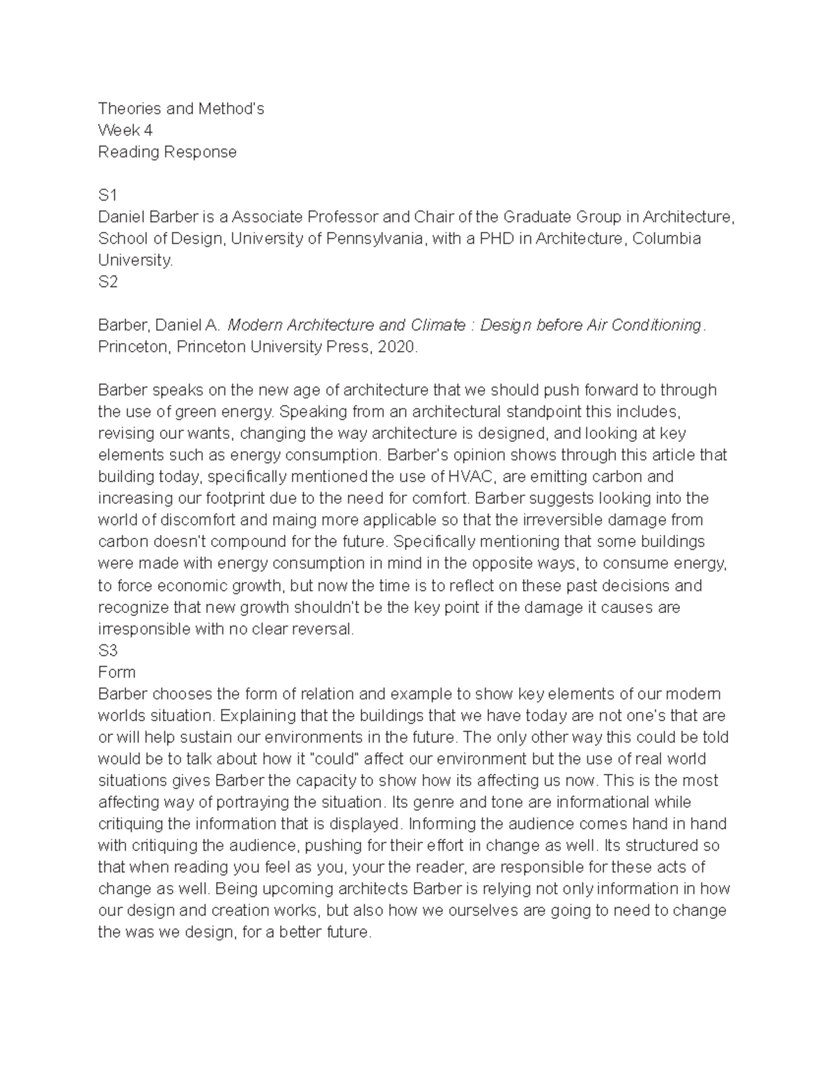 W4 Weekly Course materials that students were required to take in