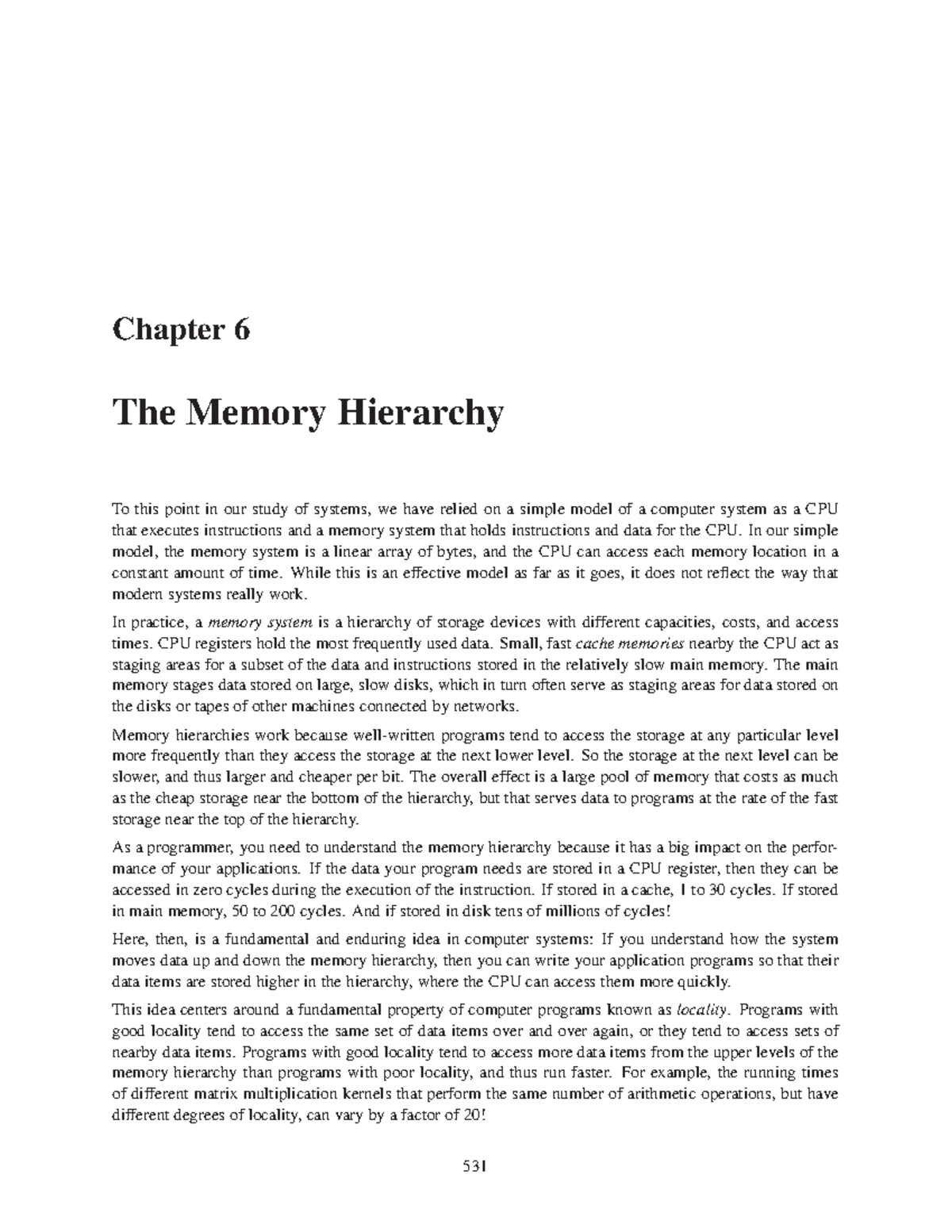 Ch6-preview - Memory hierarchy - Chapter 6 The Memory Hierarchy To this ...