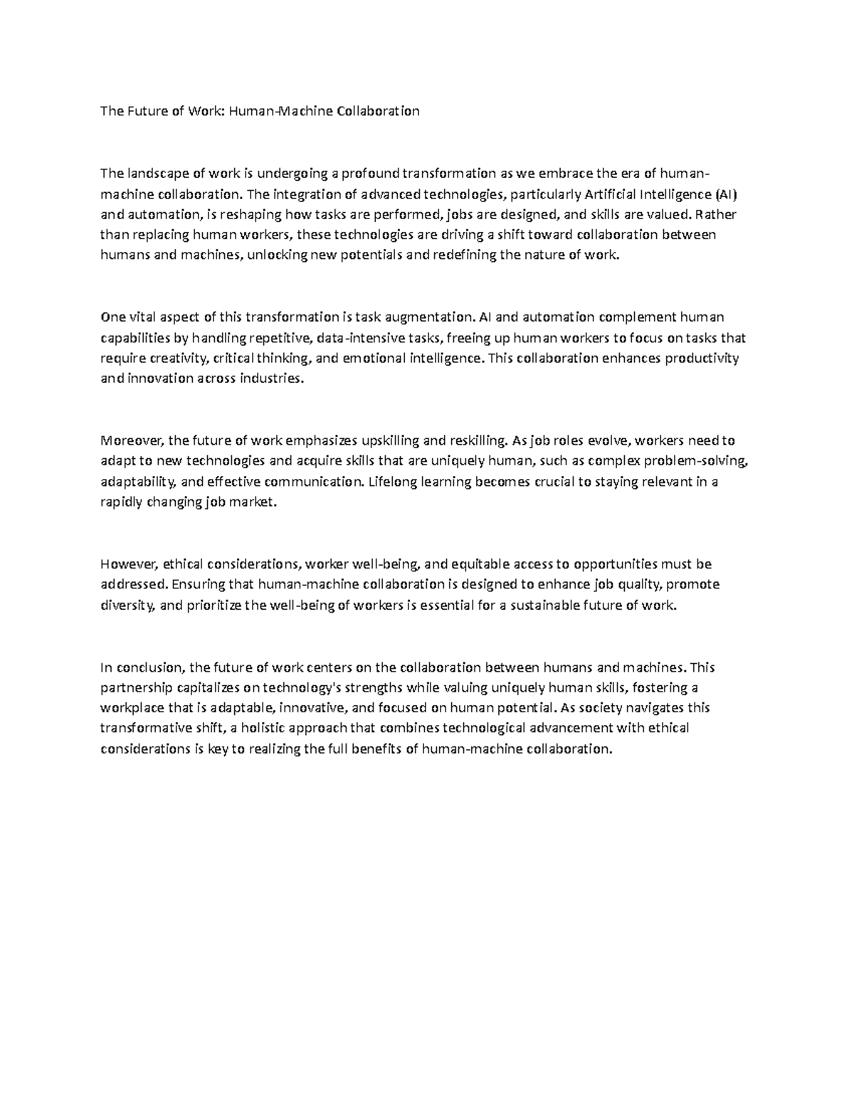 The Future Of Work Artificial Intelligence Ai Has Emerged As A Transformative Force In The The Future Of Work Artificial Intelligence Ai Has Emerged As A Transformative Force In The