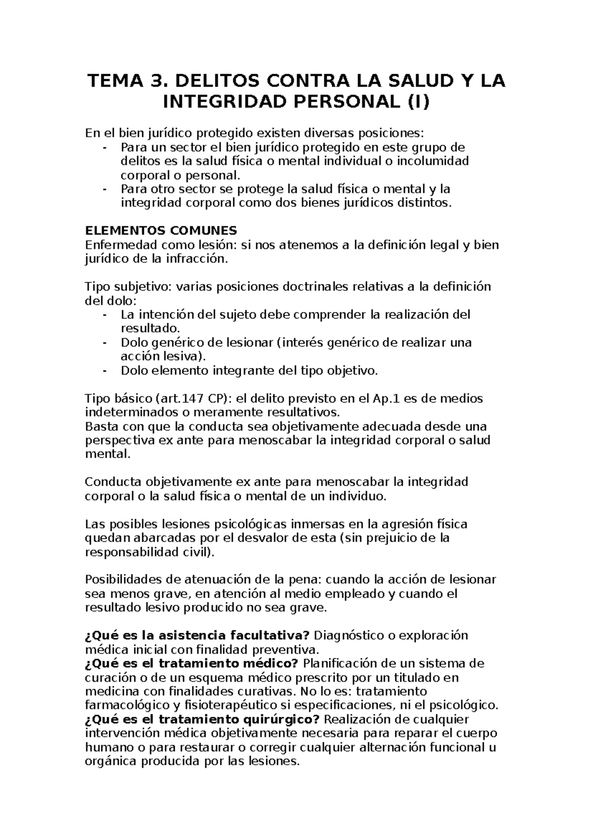 TEMA 3 delitos - TEMA 3. DELITOS CONTRA LA SALUD Y LA INTEGRIDAD ...