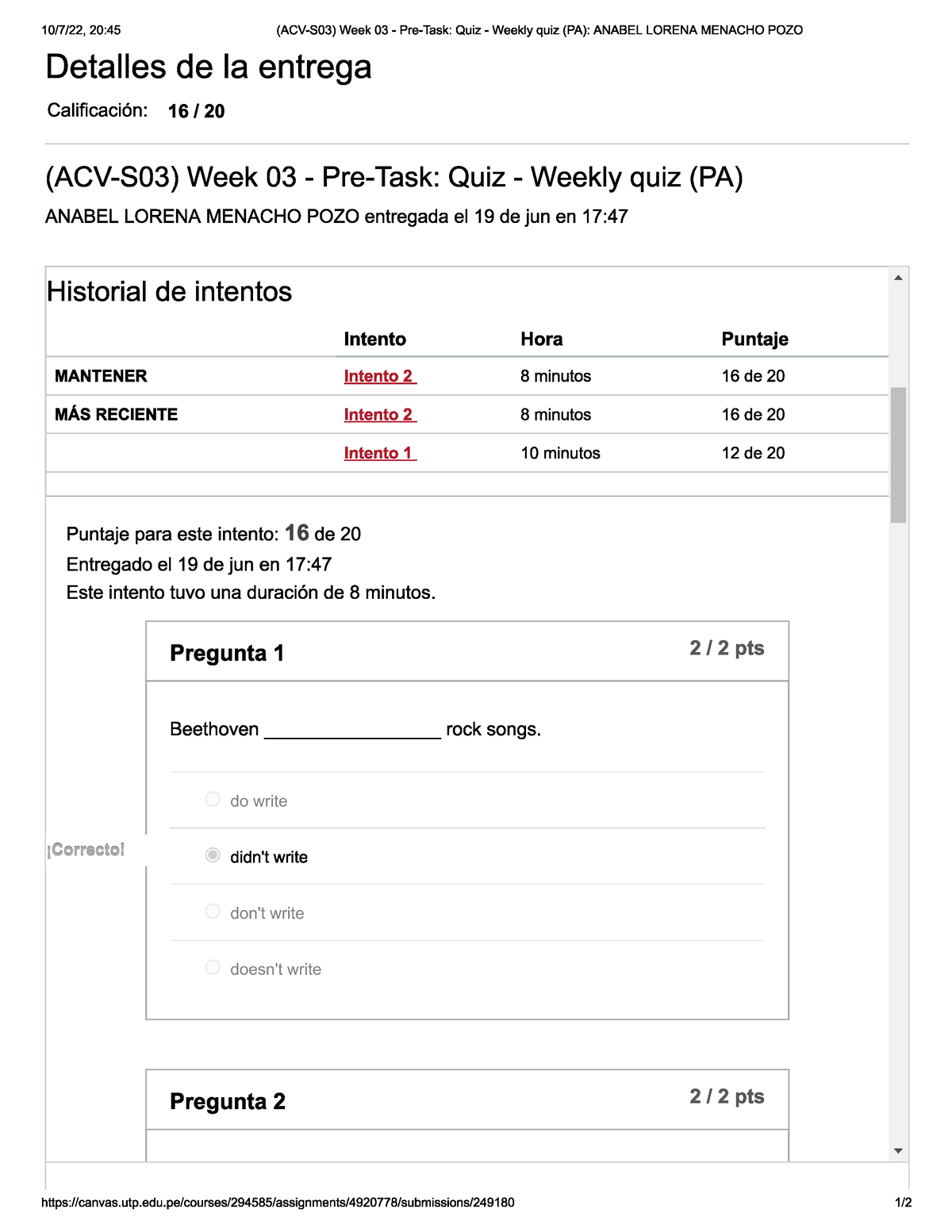 ACV-S03) Week 03 - Pre-Task Quiz - Weekly Quiz (PA) - Ingles III - Studocu