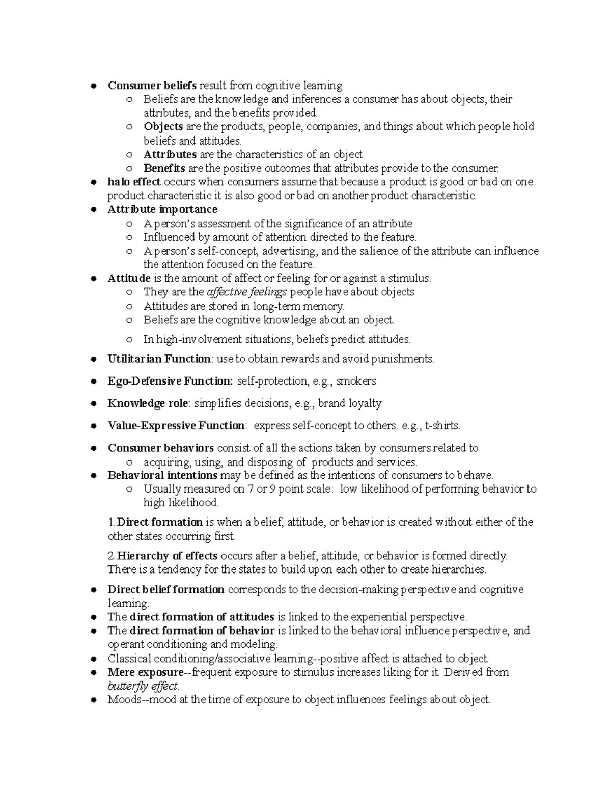Chapter 7 - Lecture notes 7 - Consumer beliefs result from cognitive ...