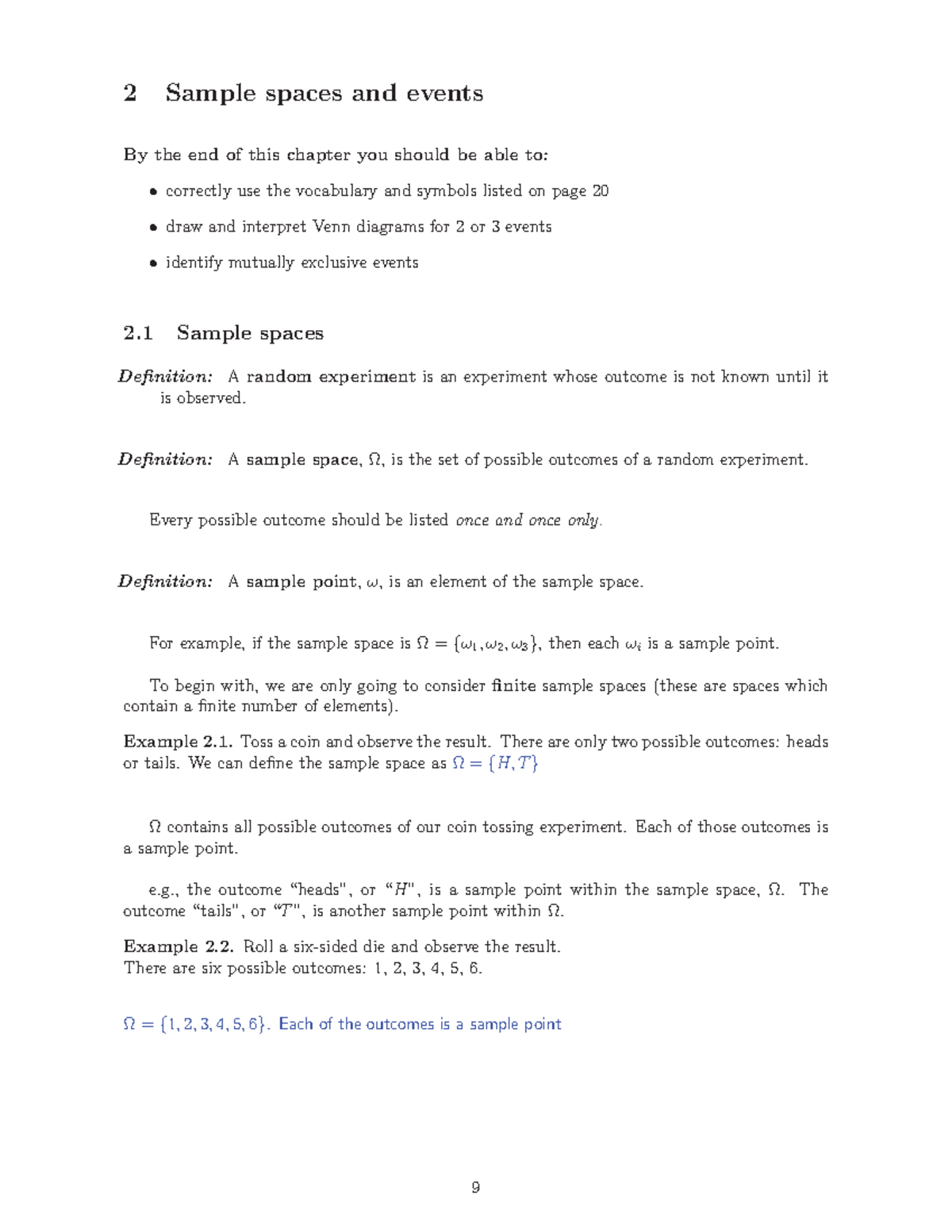 Ch2 filledin - Help you practice the material - 2 Sample spaces and ...