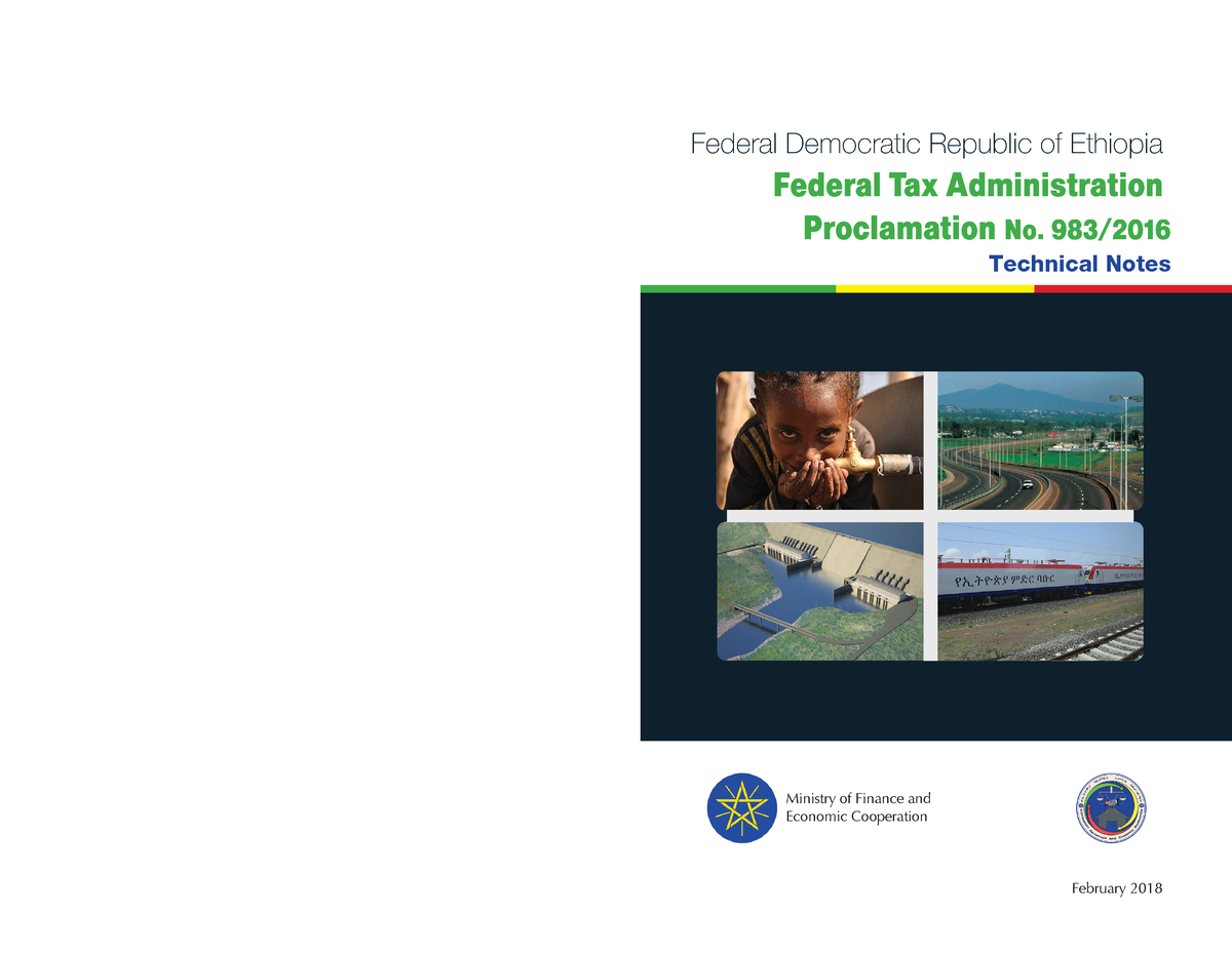 Technical Notes-Tax administration proclamation No. 983-2016 - Federal ...