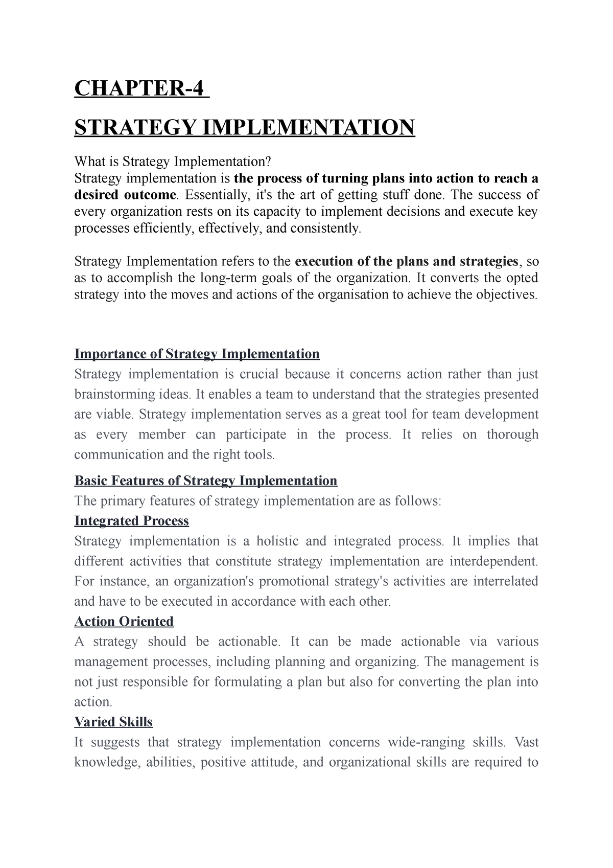 Strategy Implementation - CHAPTER- STRATEGY IMPLEMENTATION What Is ...