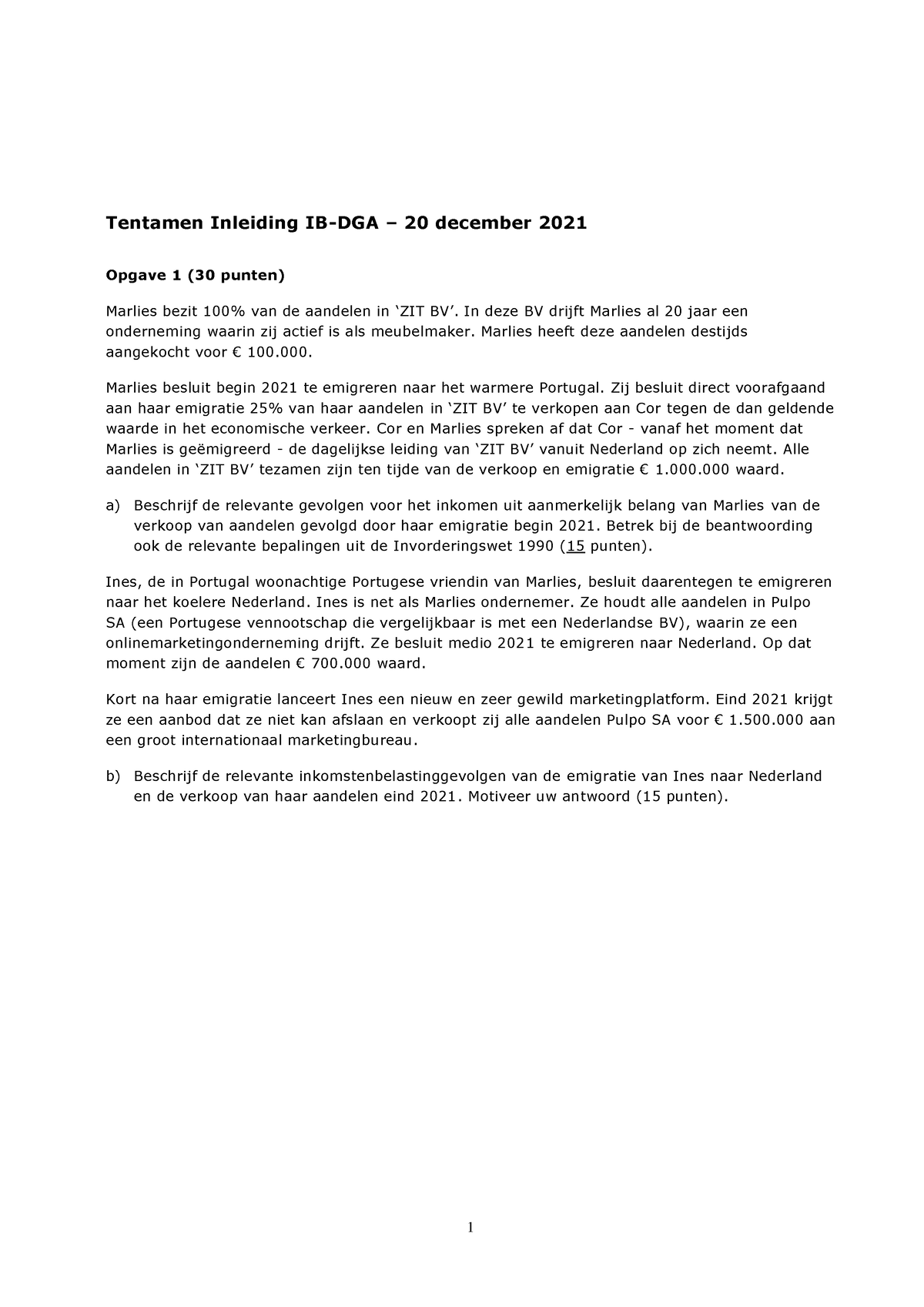 Inleiding IB.DGA - Tentamen 20 December 2021 - Met Antwoordmodel ...