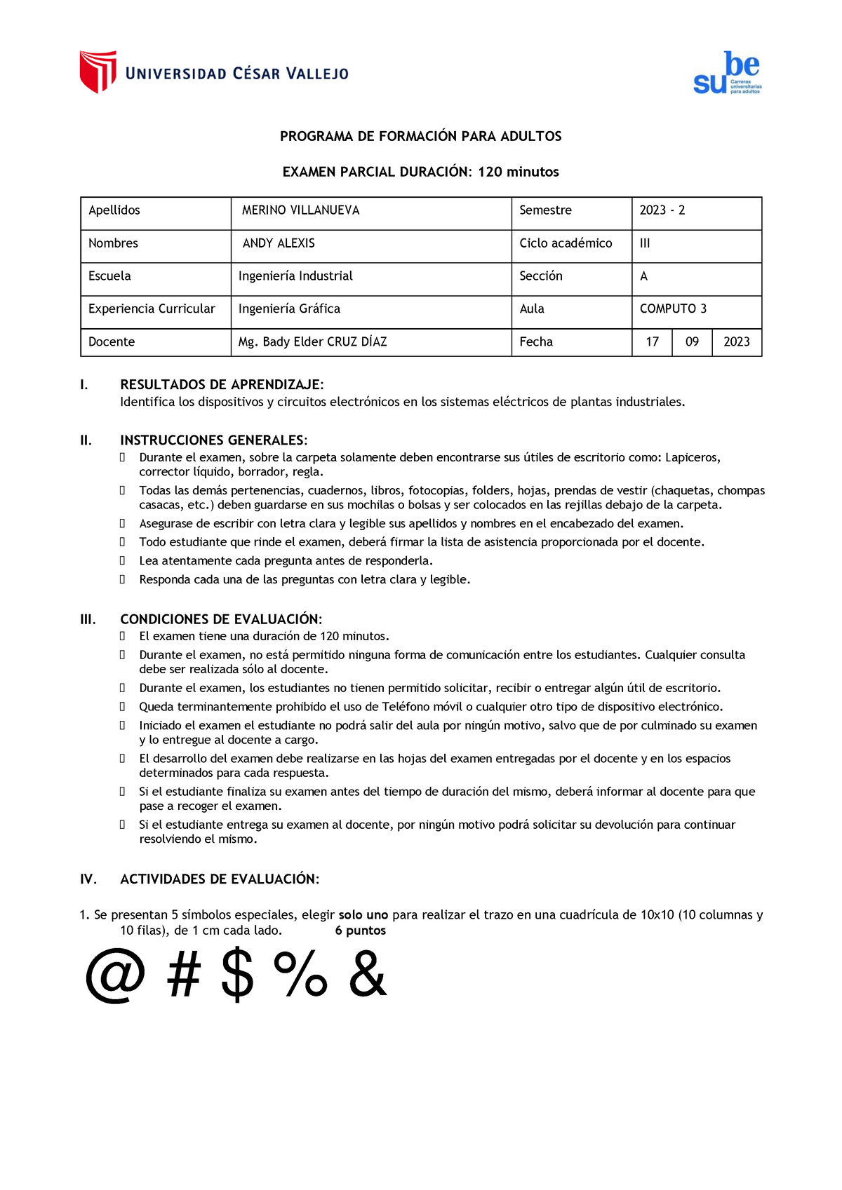 Examen-Parcial Ing-Gráfica 2023-2 (1) - PROGRAMA DE FORMACI”N PARA ...