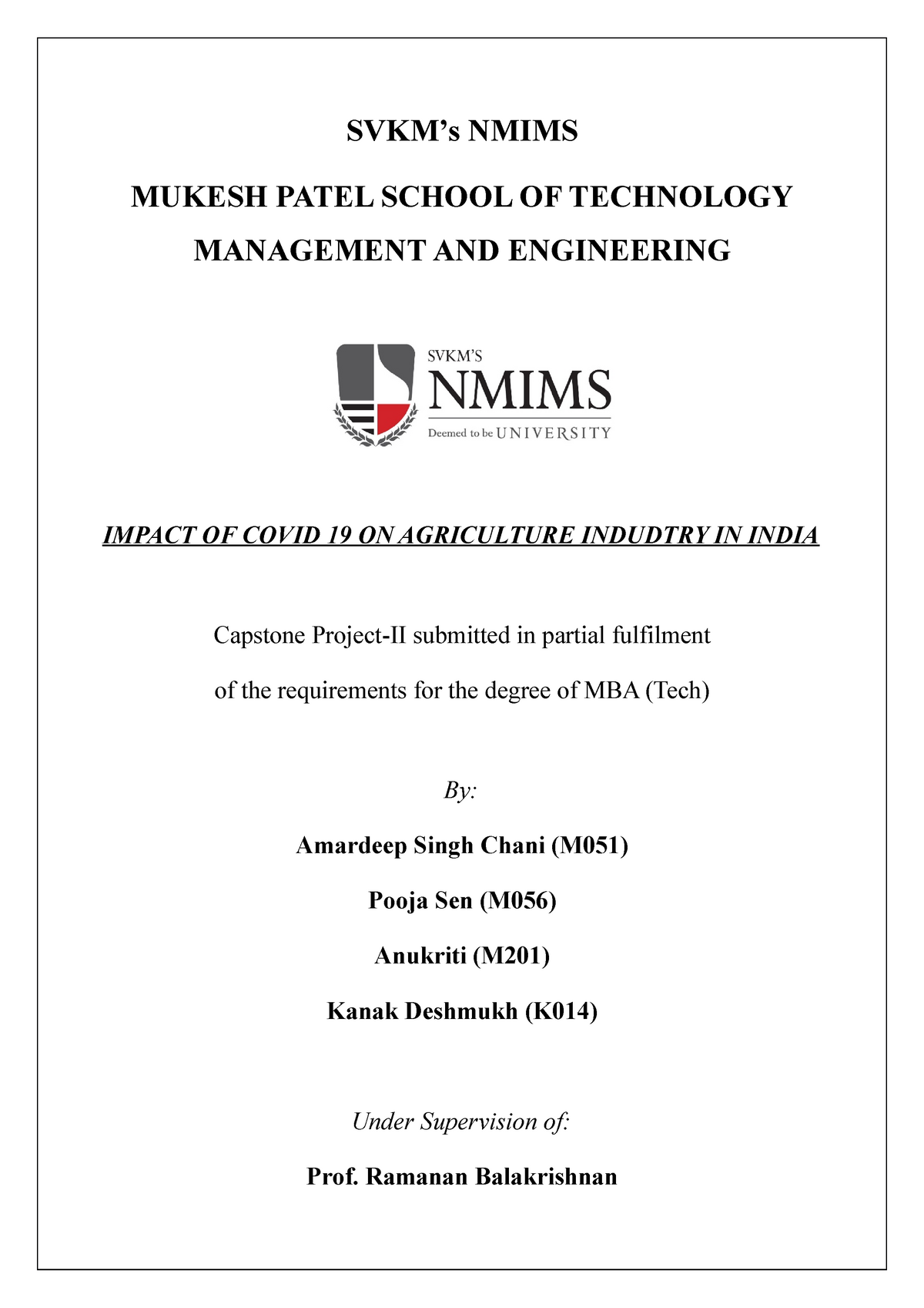 research report mba