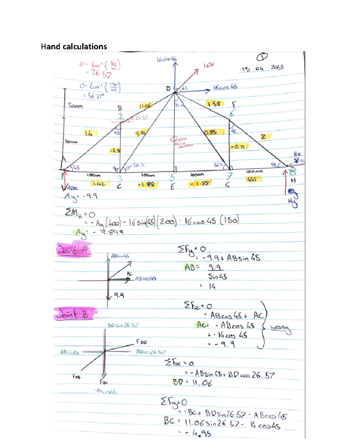 Lab 1 and 2 report - Hand calculations Online calculations of the same ...