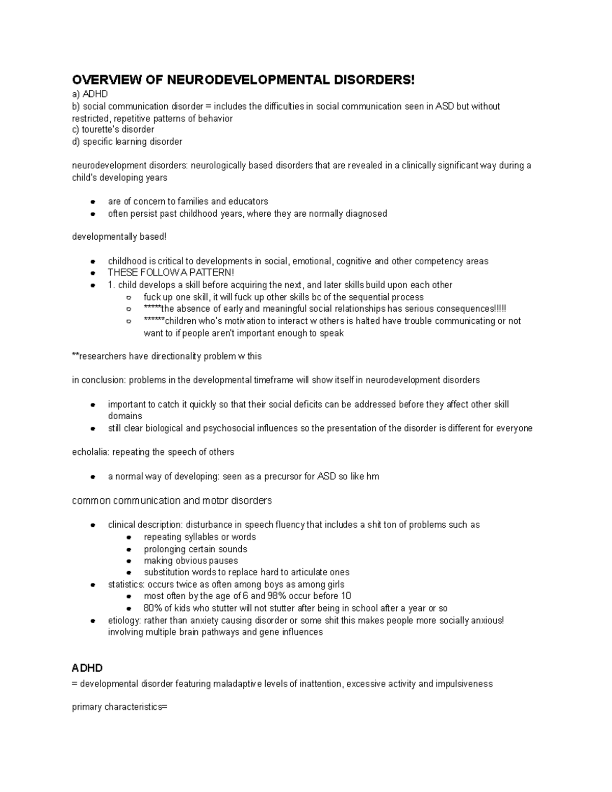 Untitled document - chapter 13 notes - OVERVIEW OF NEURODEVELOPMENTAL ...