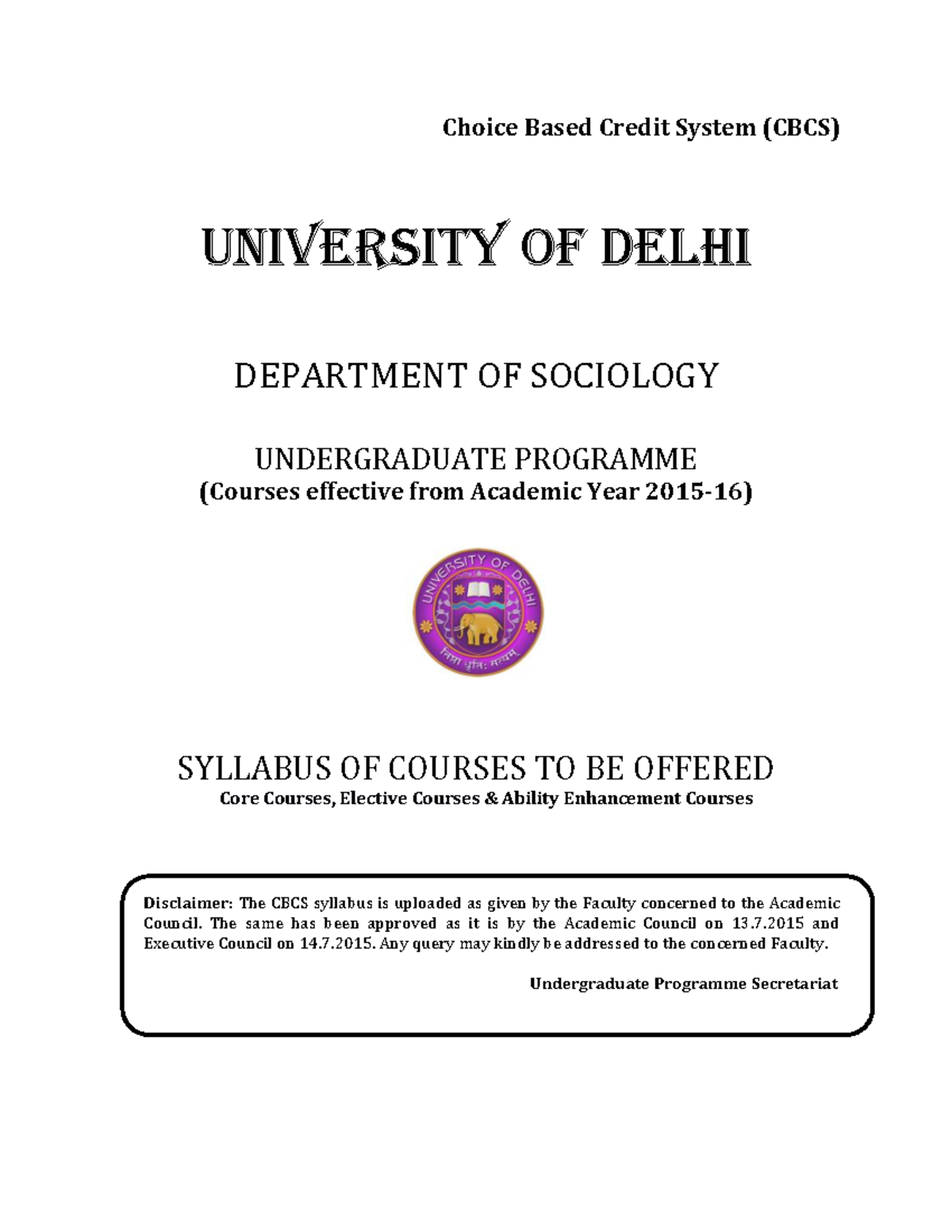 B.A. Hons. Sociology - Lecture Notes 1 - Choice Based Credit System ...