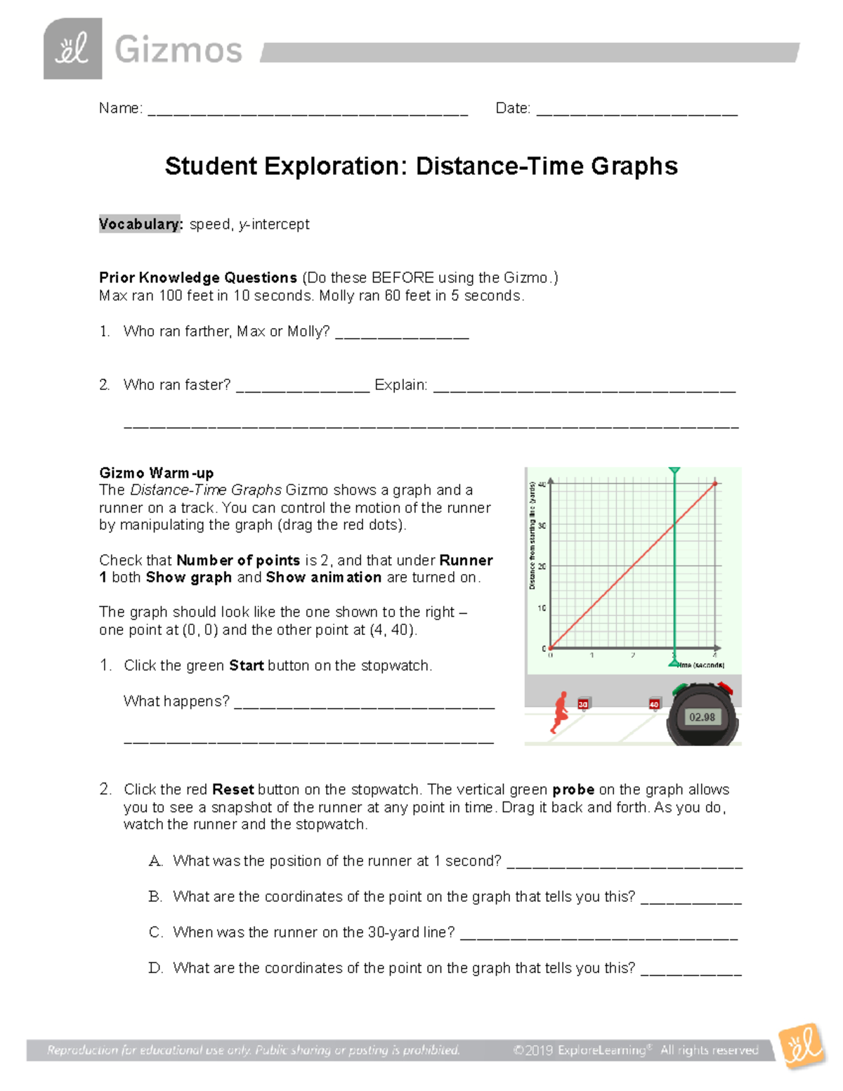 Distance Time SE - Physics Worksheet 101 - Name ...
