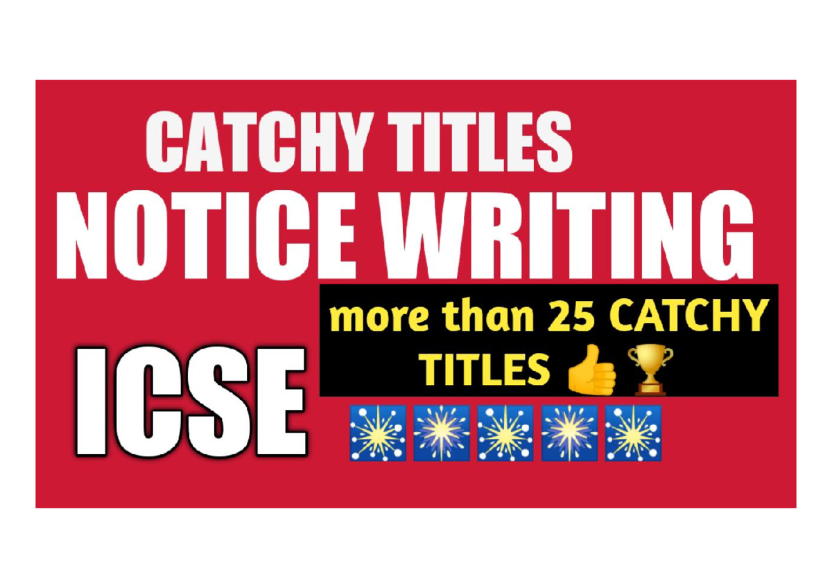 More than 25 Catchy Titles for Notices English A Language and Literature SL Studocu