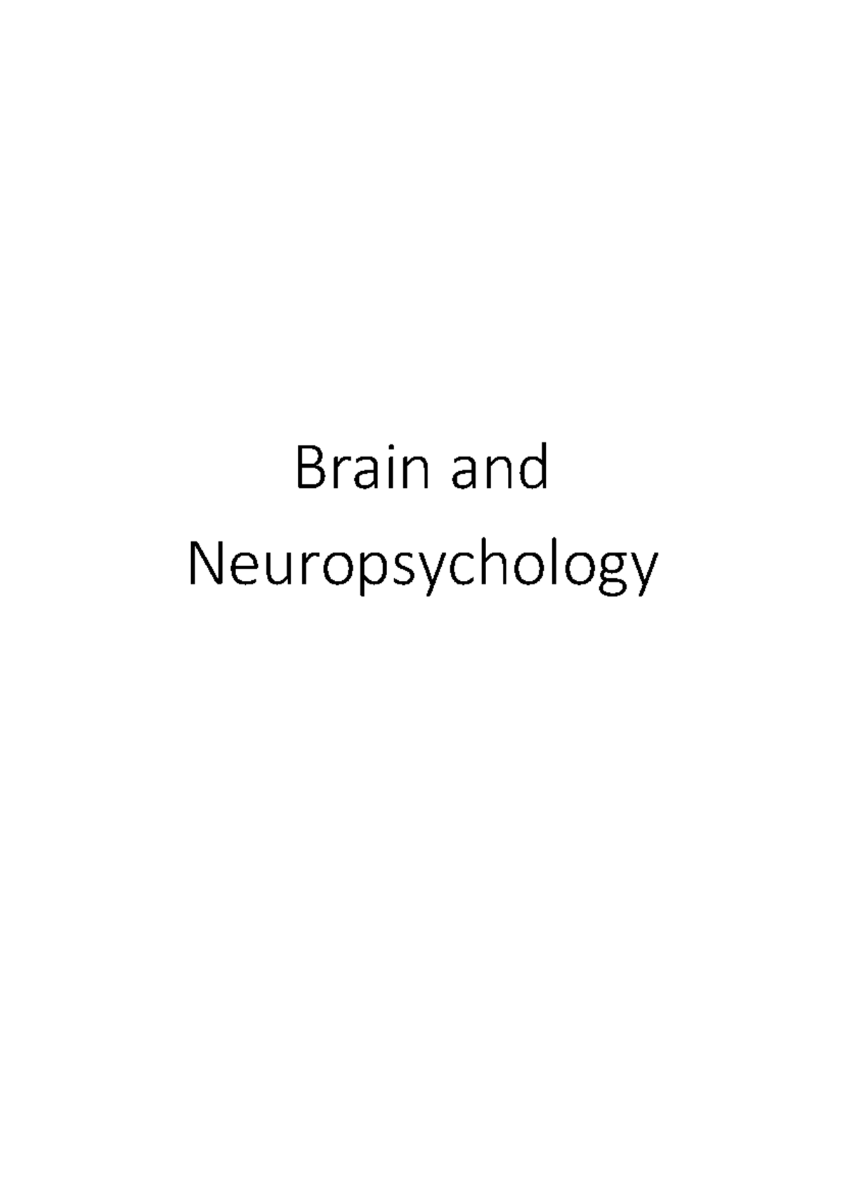 Brain And Neuropsychology - Brain And Neuropsychology Structure And ...