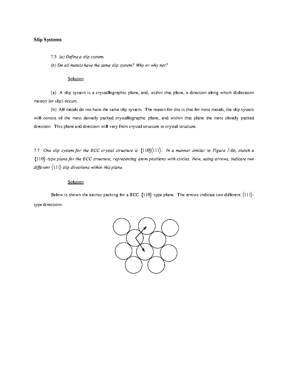 HW6ch7 week 5 from online Slip Systems 7 (a) Define a slip system