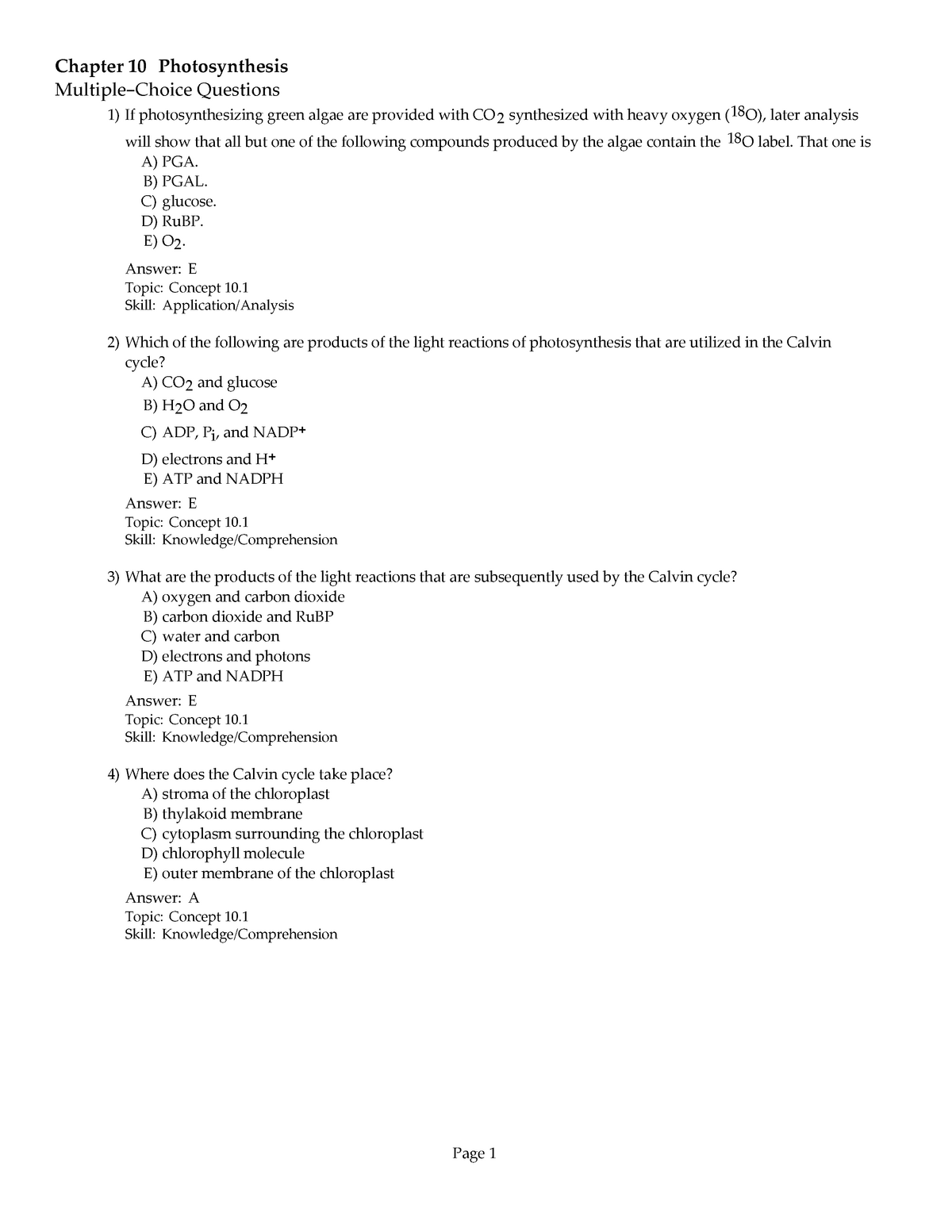 ap biology photosynthesis short answer questions