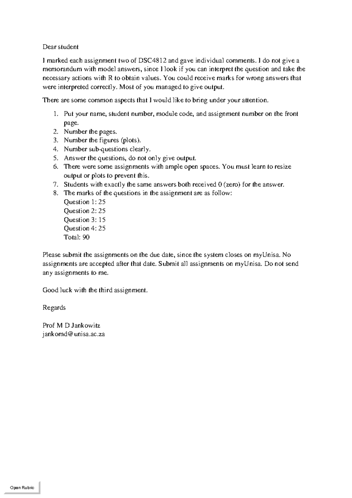 DSC4812 Assignment 02 - purpose of this module is to enable the student ...