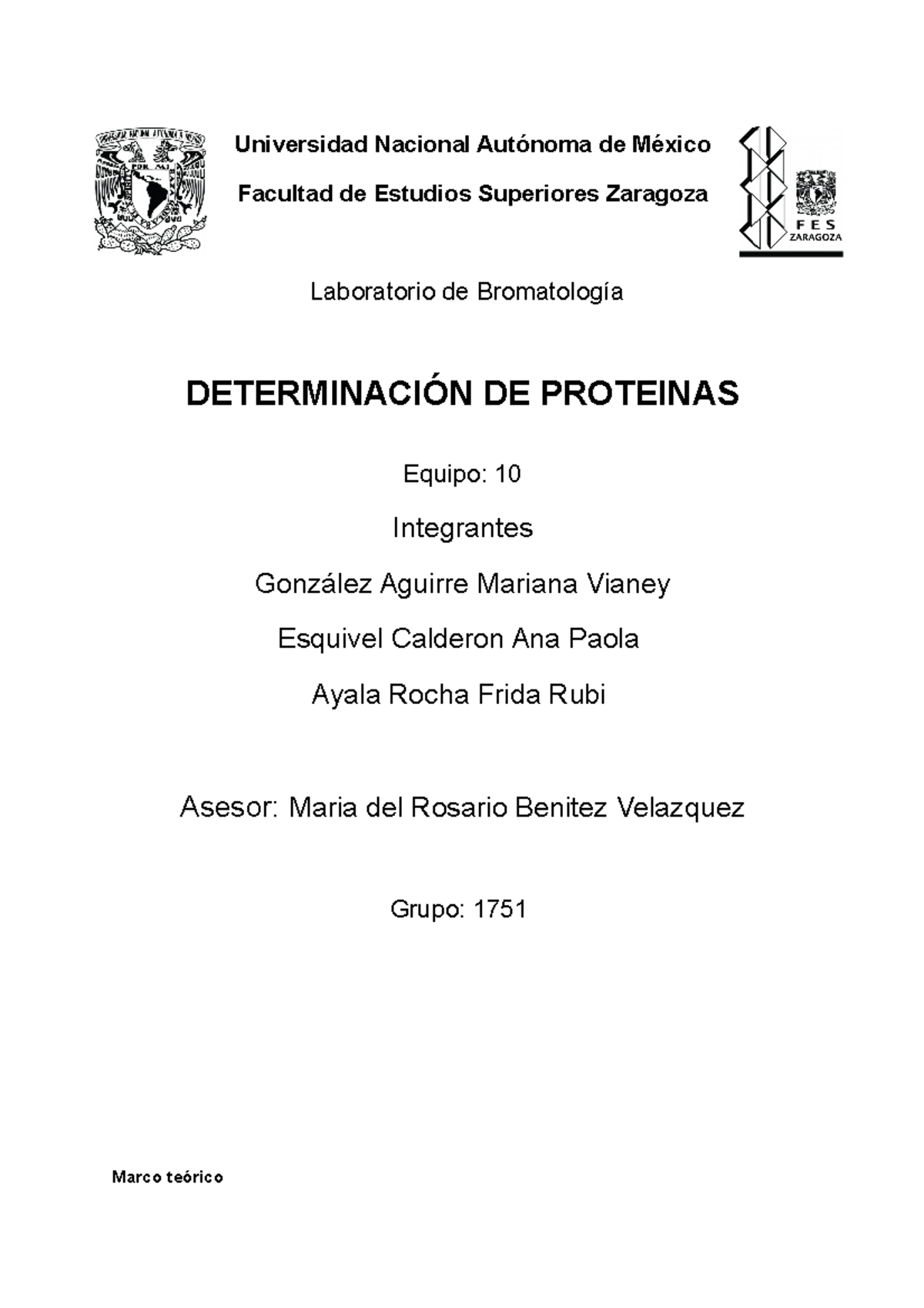 Informe Determinacion De Proteinas Universidad Nacional Autónoma De México Facultad De 2365